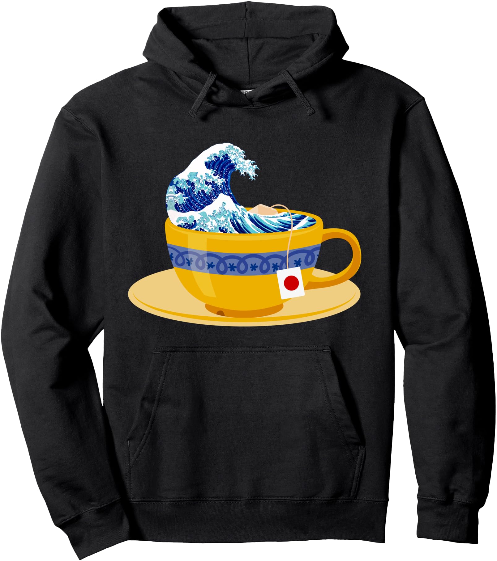 The Great Wave off Kanagawa Tea Cup Ramen Japanese Vintage Pullover Hoodie