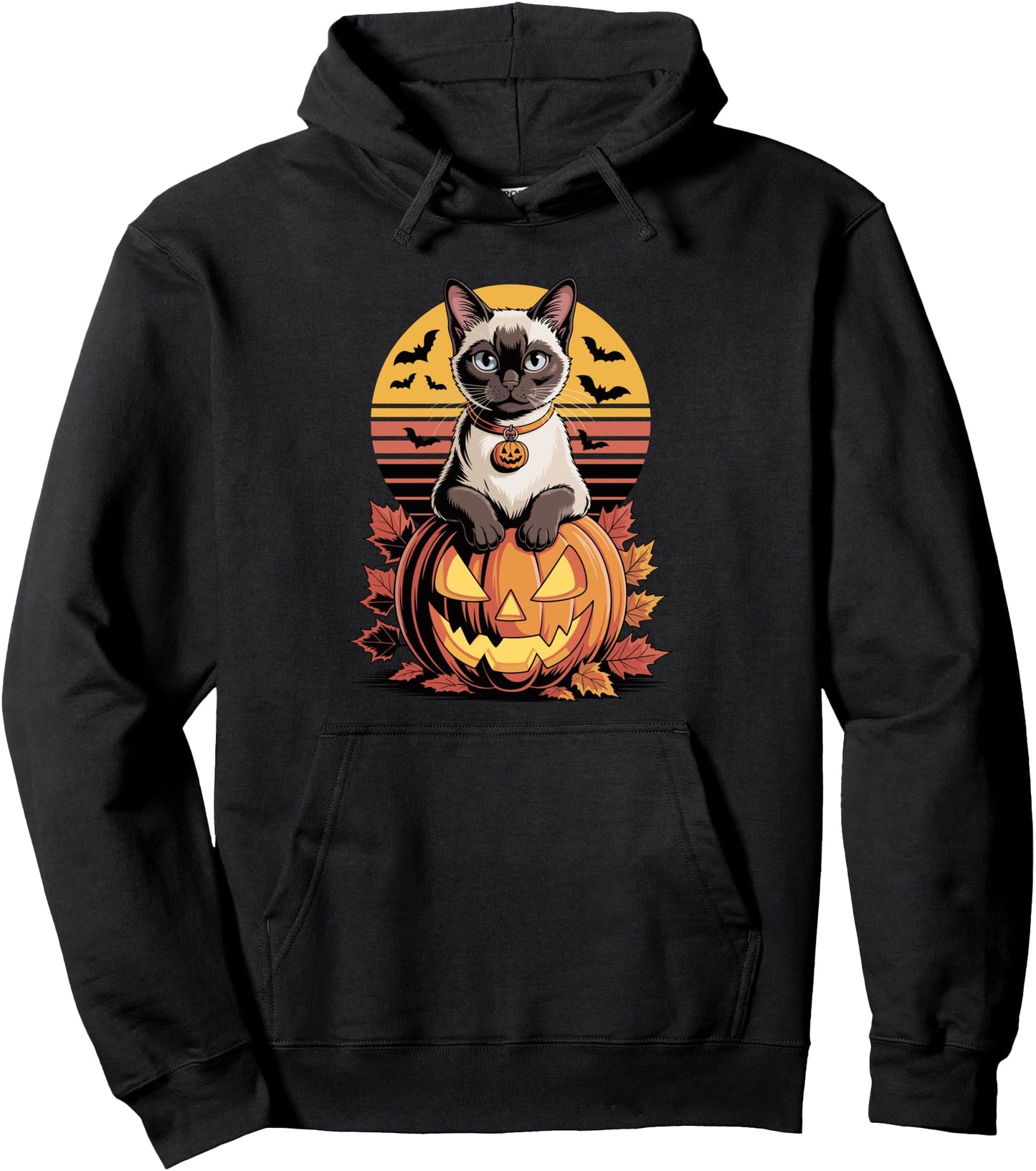Halloween Retro Siamese Cat Meezer Pullover Hoodie