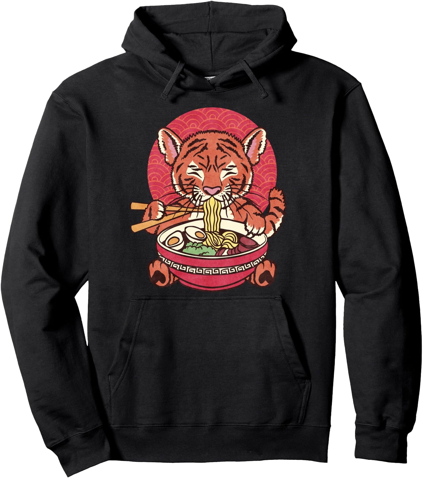 Kawaii Tiger Ramen Bowl Noodles Japanese Otaku Manga Pullover Hoodie