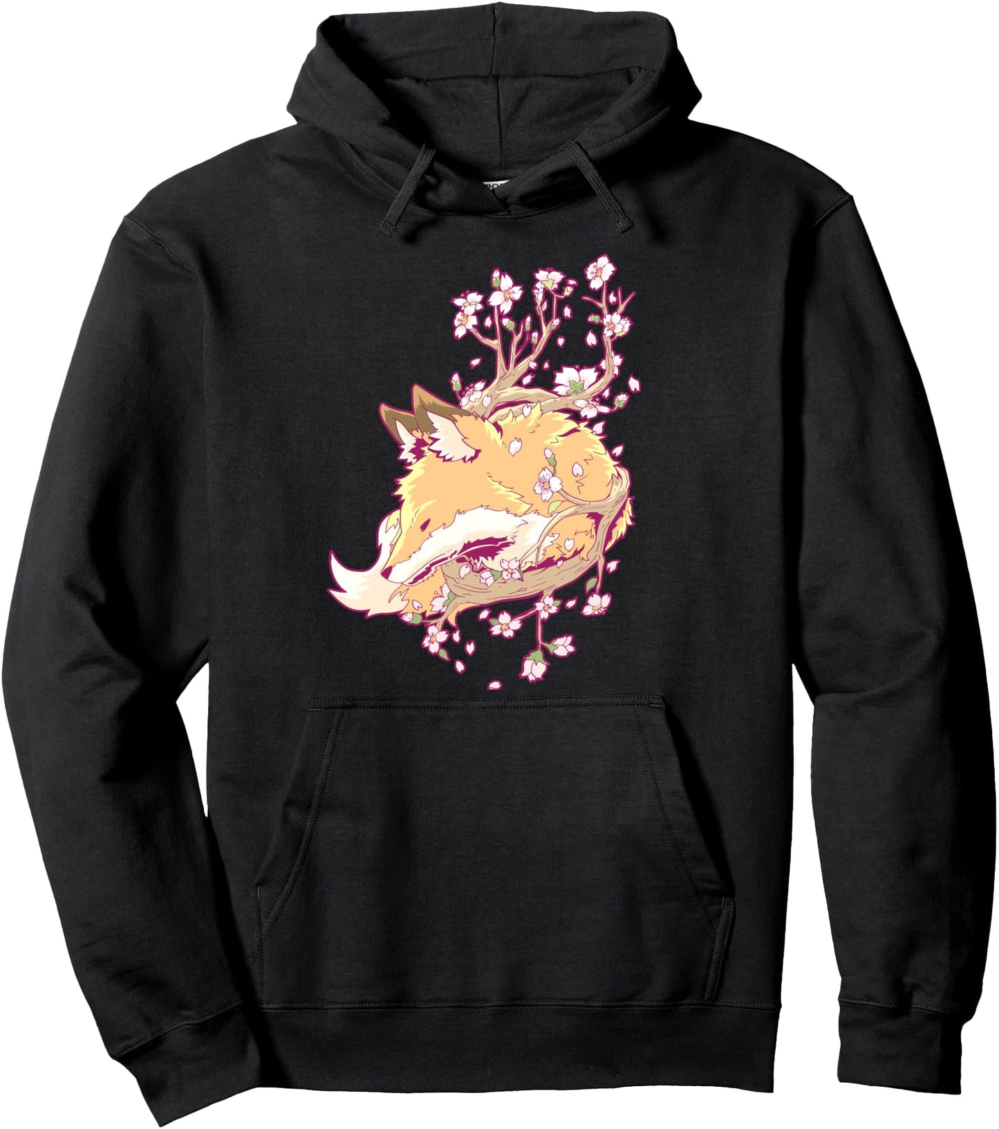 Fox Cherry Blossom Flower Japanese Pullover Hoodie