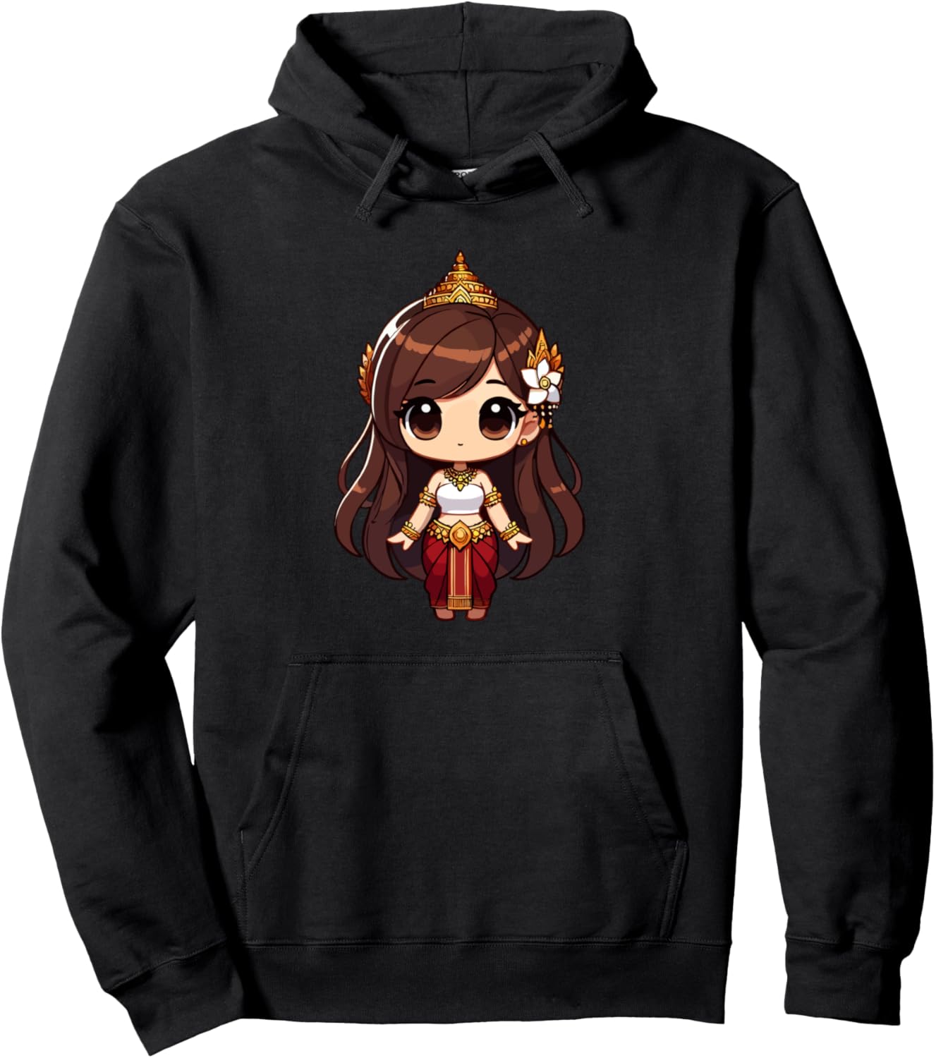 Adorable Chibi Apsara Princess Cambodian Cultural Design Pullover Hoodie