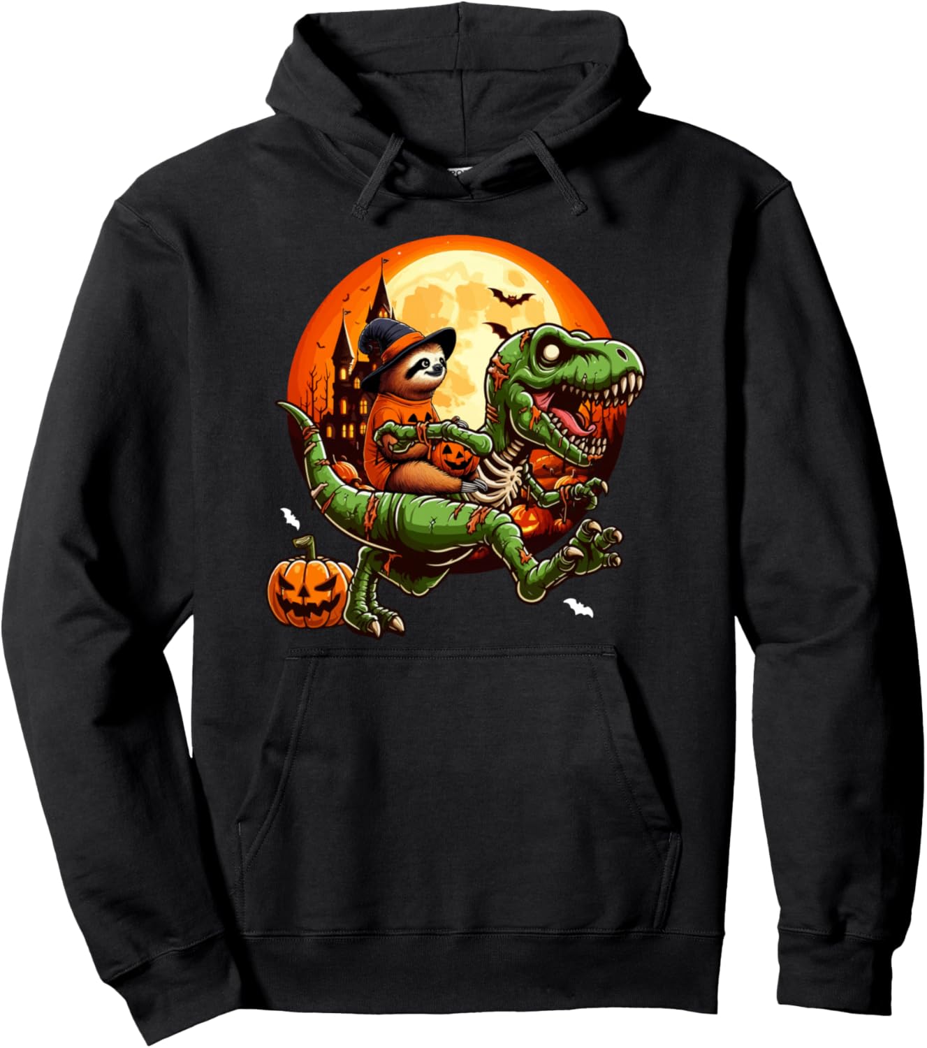 Sloth Riding Horror T-rex As Zombie Halloween Kids Toddler Pullover Hoodie