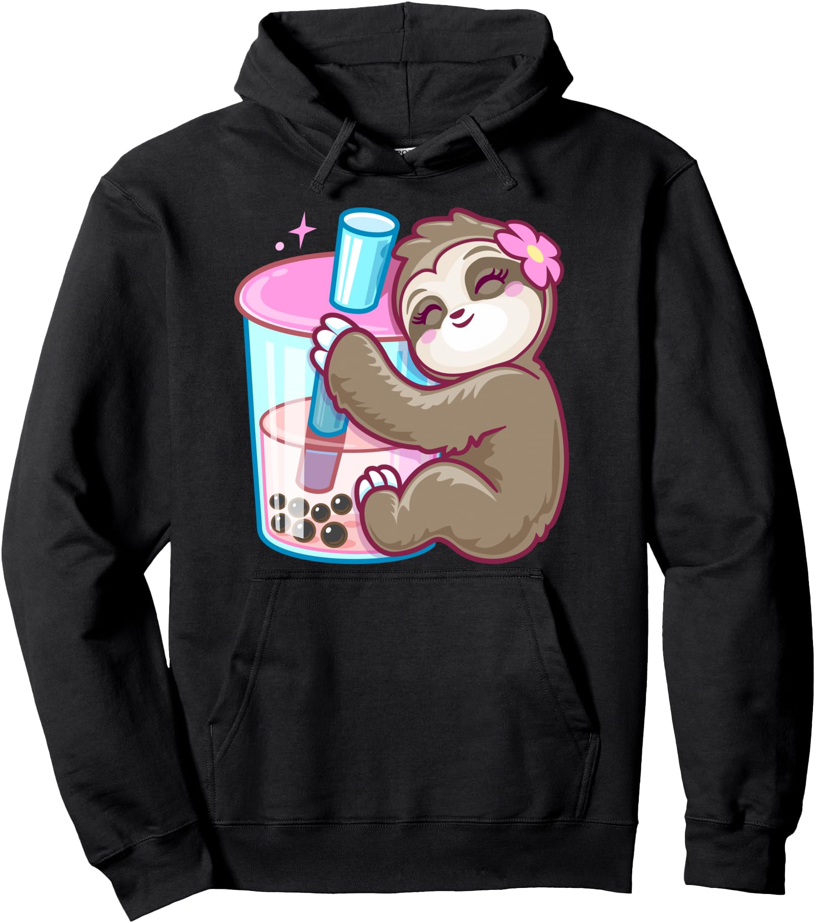 Boba Tea Kawaii Sloth Kawaii Girls Anime Pullover Hoodie