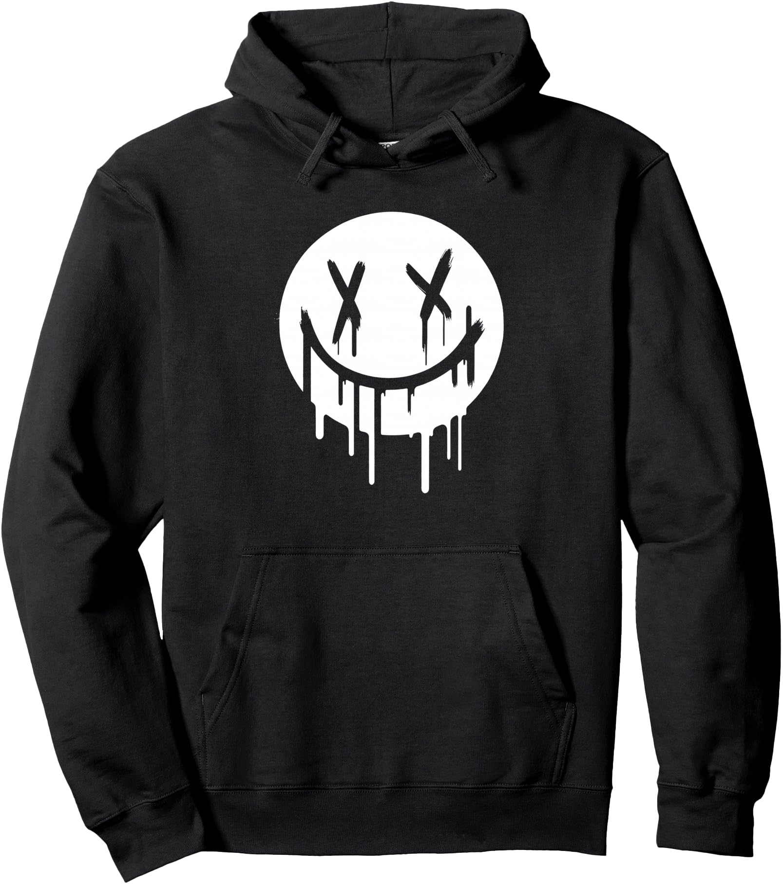 X Eyes Smiling Face Dripping Paint Graffiti Pullover Hoodie