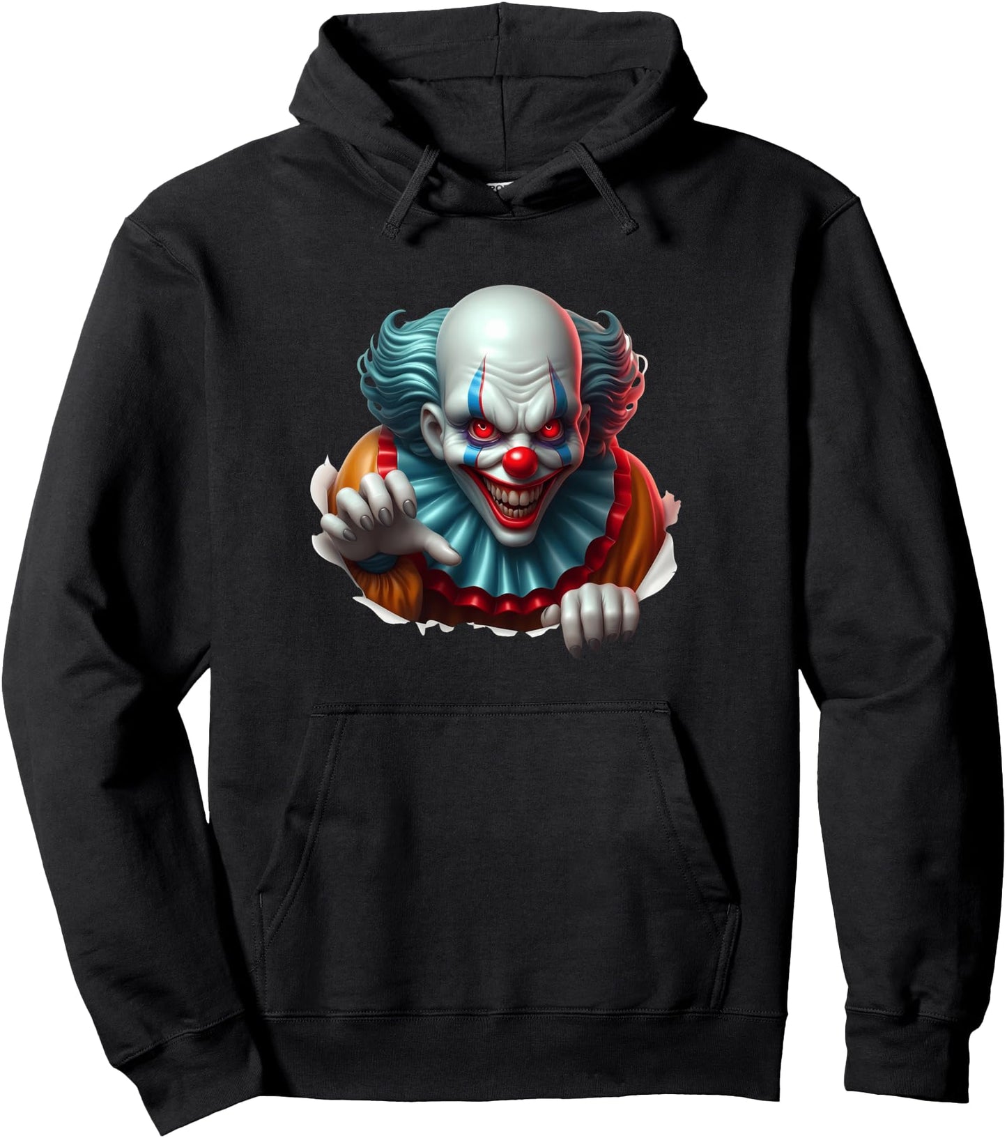 Scary Clown Creepy Halloween Costume Art Pullover Hoodie