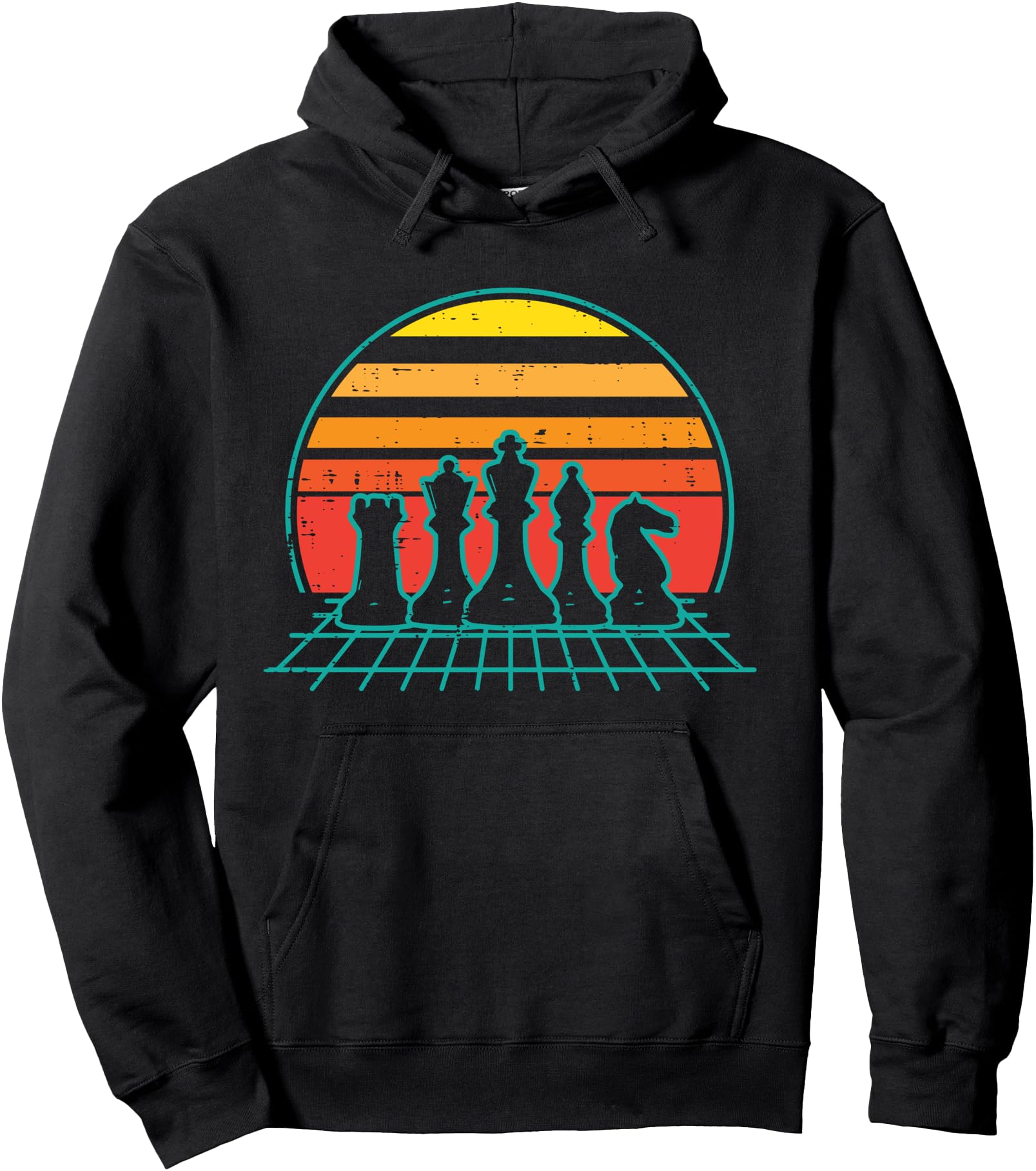 Chess Pieces Vaporwave Aesthetic Retro 80s 90s Japanese Pullover Hoodie