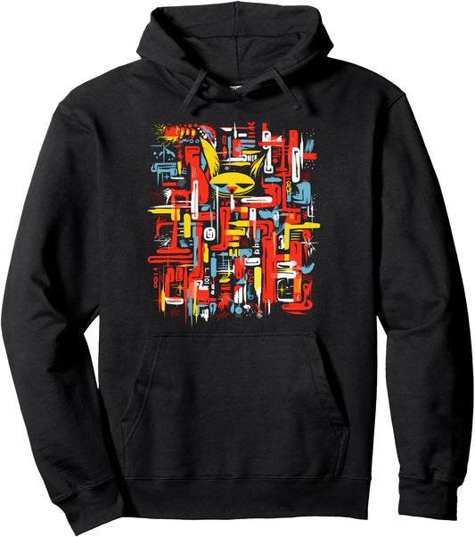 Cat Animal Art Text Geometric Artwork Anime Pullover Hoodie