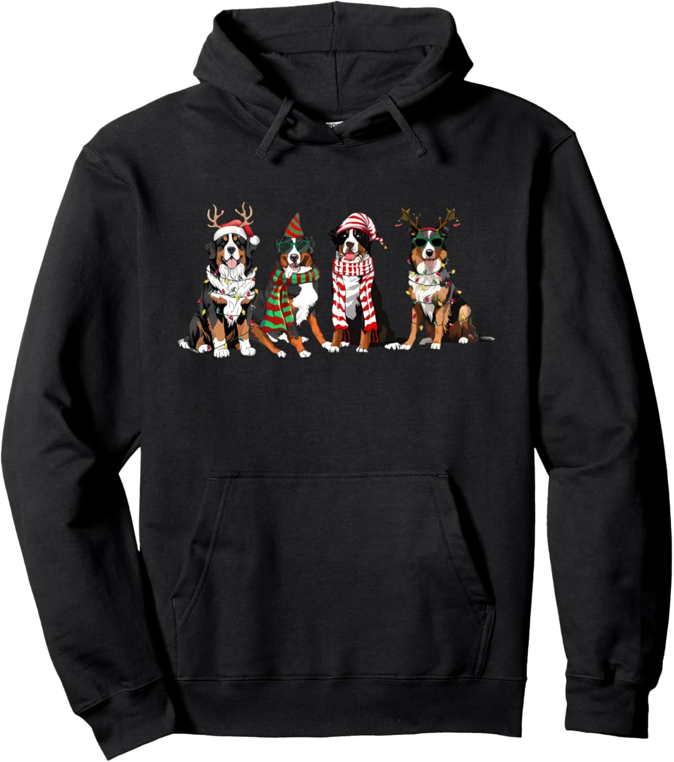 bernese mountain dog christmas Pullover Hoodie