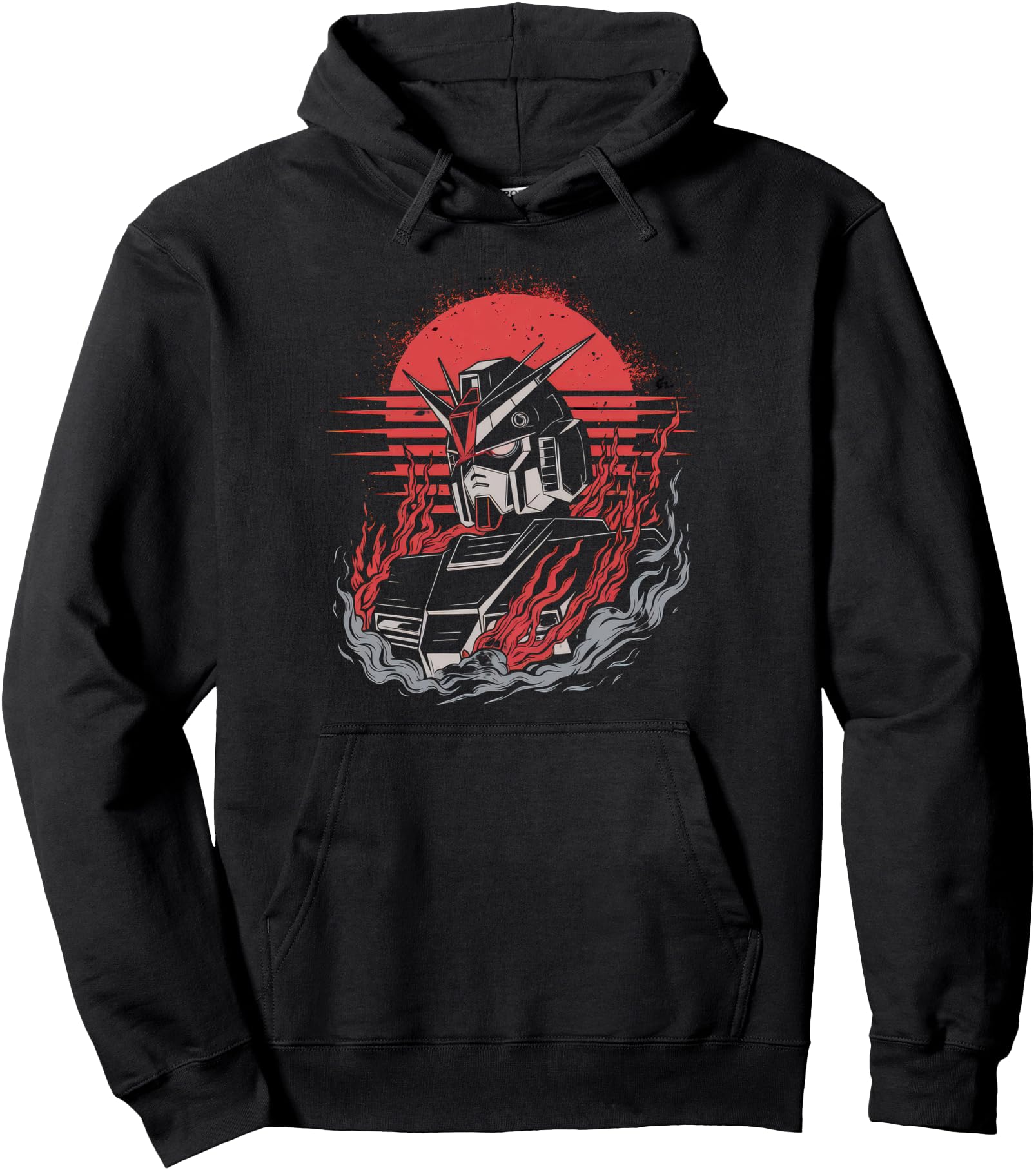 Mecha Tshirt Japanese Mecha Robot Head Anime Art Ukiyo-E Pullover Hoodie