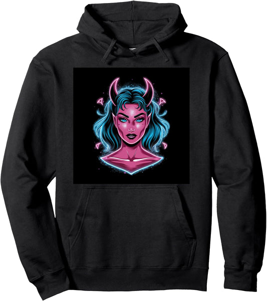 Cartoon Sexy She-Devil for gothic Girl or evil girl Pullover Hoodie