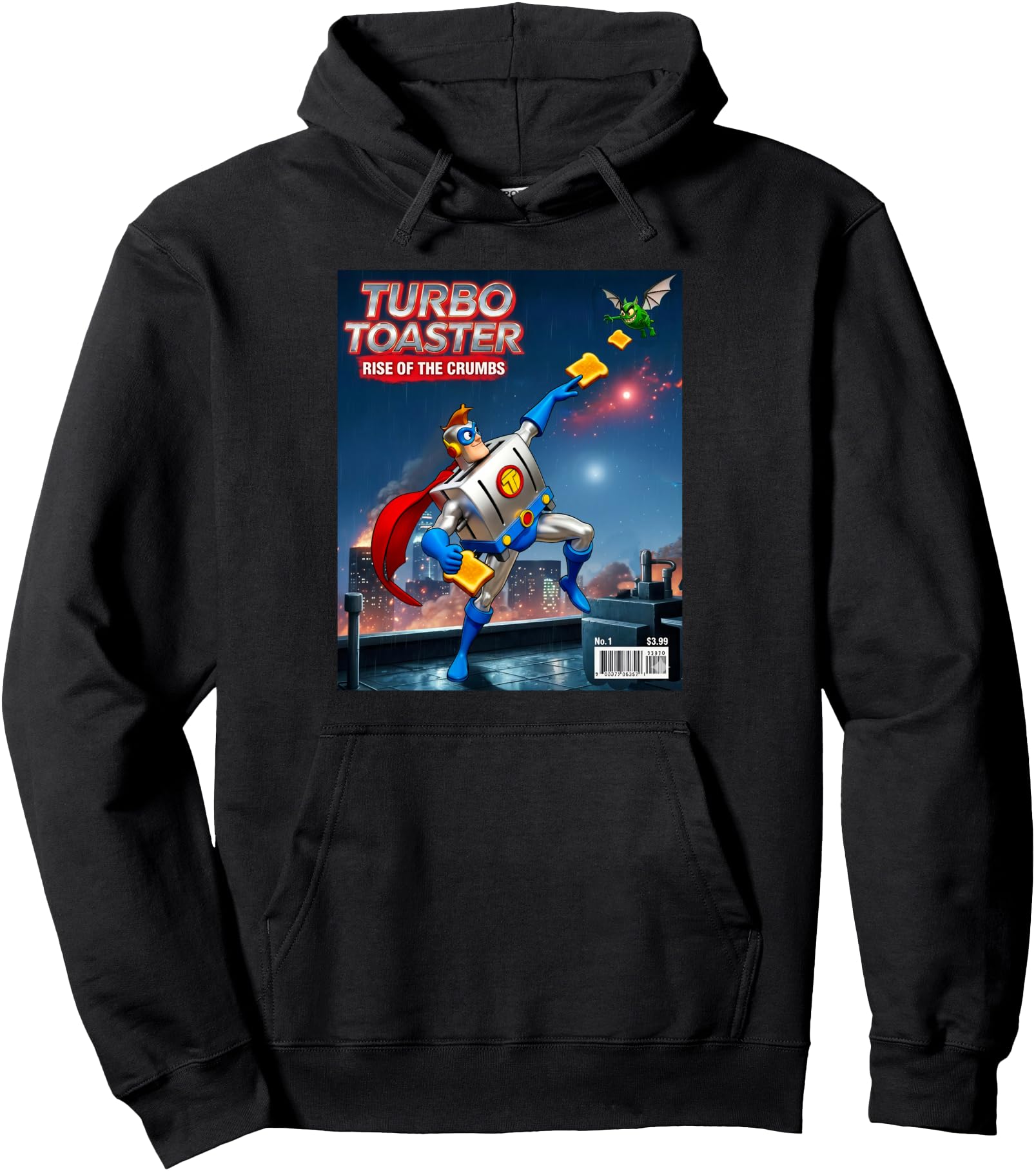 Turbo Toaster Rise Of The Crumbs Fun Retro Superhero Parody Pullover Hoodie