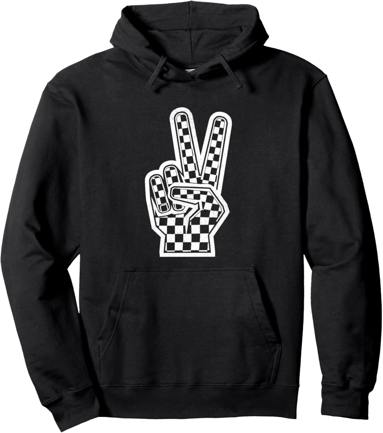 Checkered Peace Sign Shirt Vintage Racing Flag Kids Boy Girl Pullover Hoodie