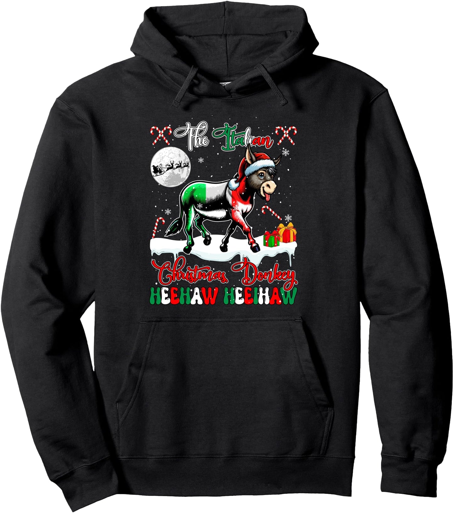Italian Xmas Donkey Santa Donkey Proud Italian Flag Farmer Pullover Hoodie