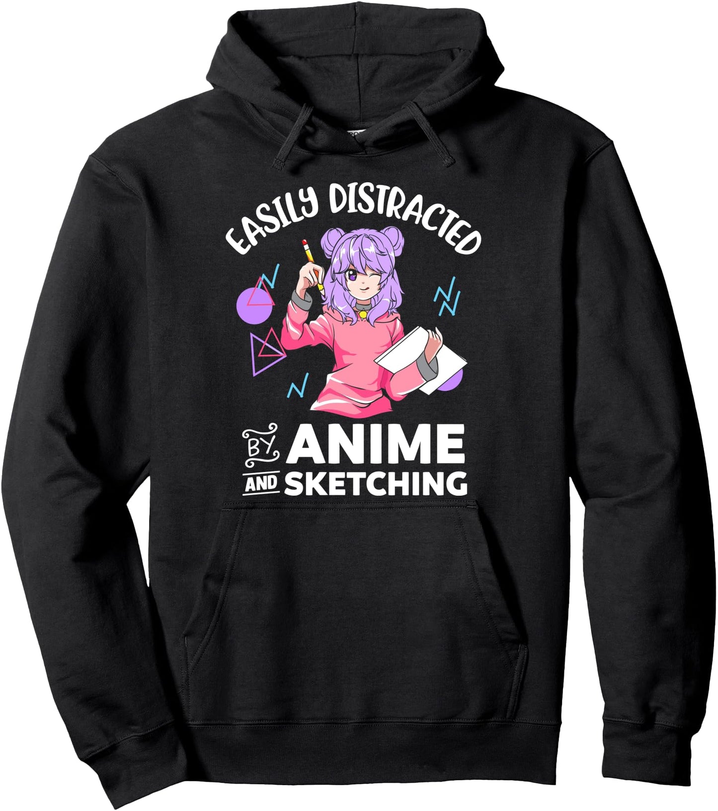Anime Girl Easily Distracted By Anime and Sketching Pullover Hoodie