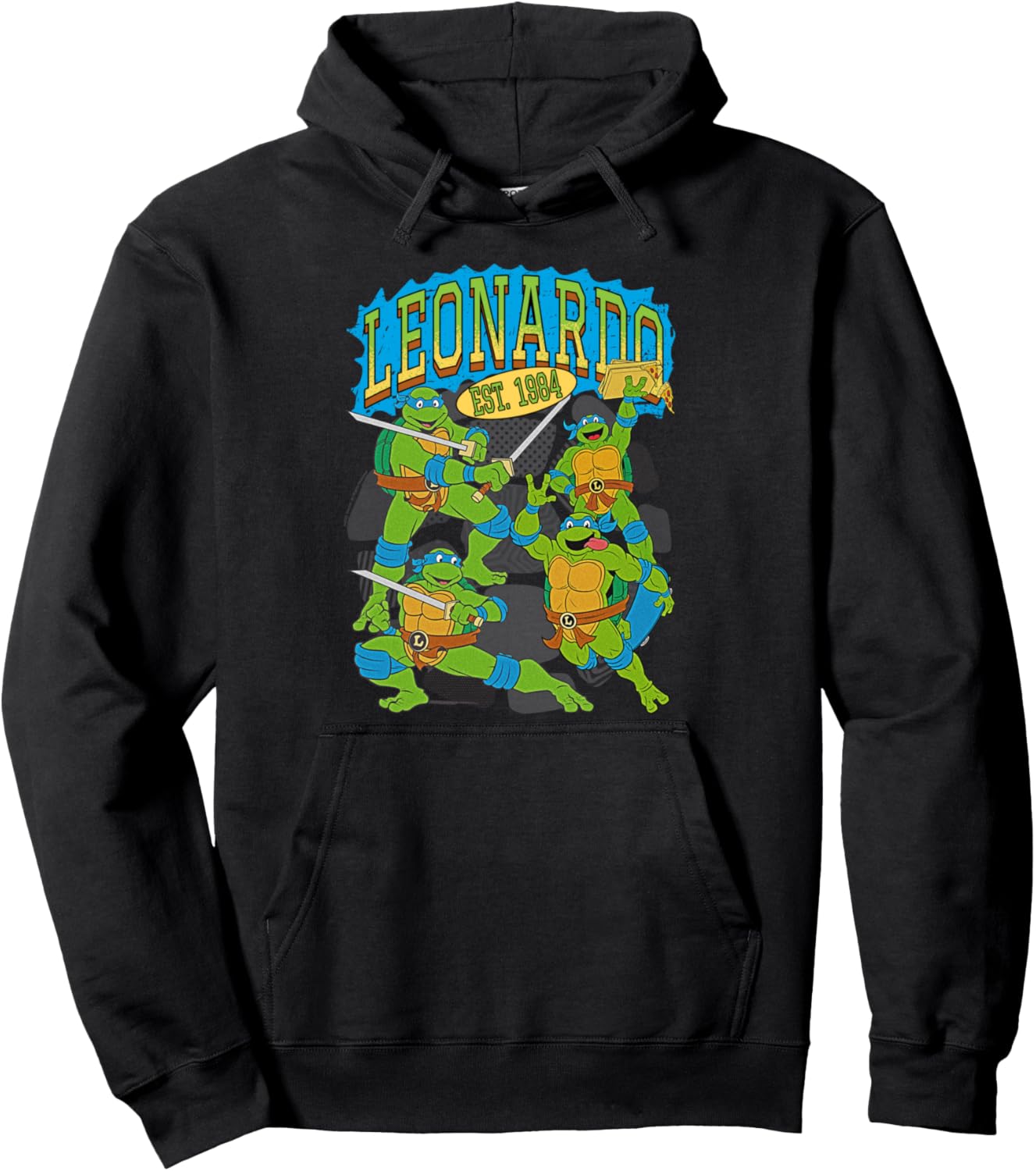 Teenage Mutant Ninja Turtles Leonardo Poses Retro Cartoon Pullover Hoodie