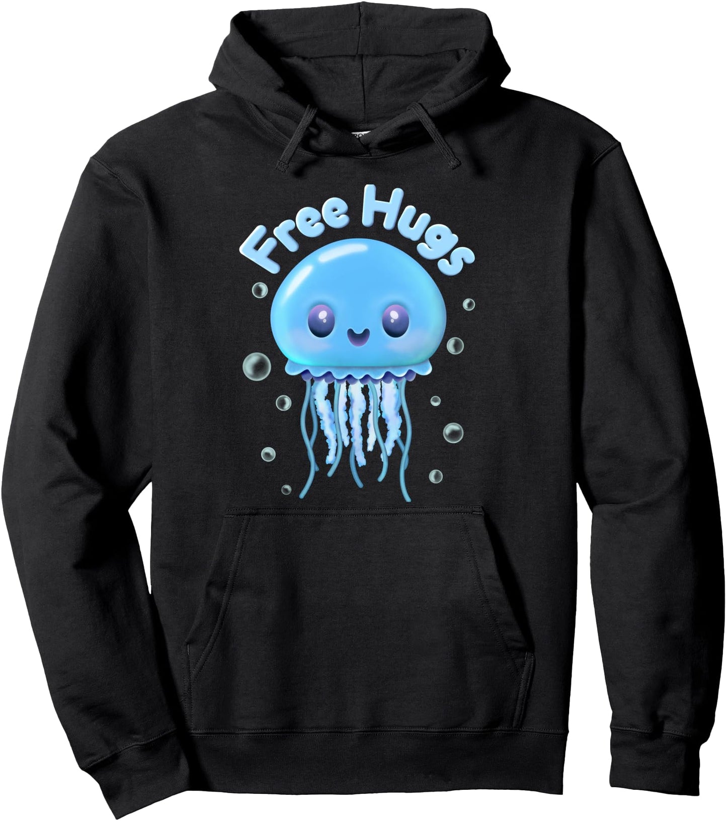 Kimmy Sting the \u201CFree Hugs\u201D Jellyfish, Playful Illustration Pullover Hoodie