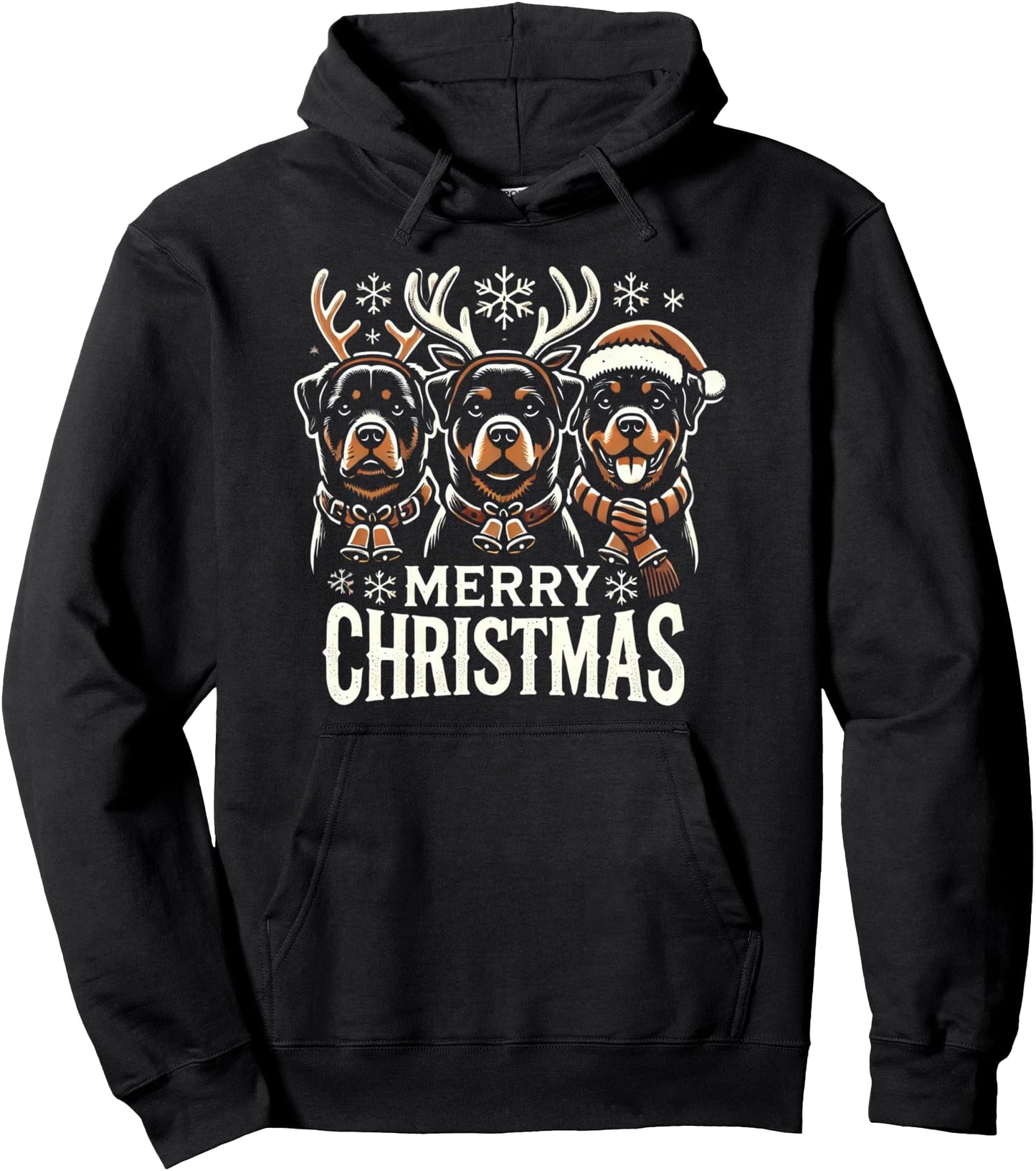 Christmas Rottweiler with Santa Hat Rottweiler Christmas Pullover Hoodie