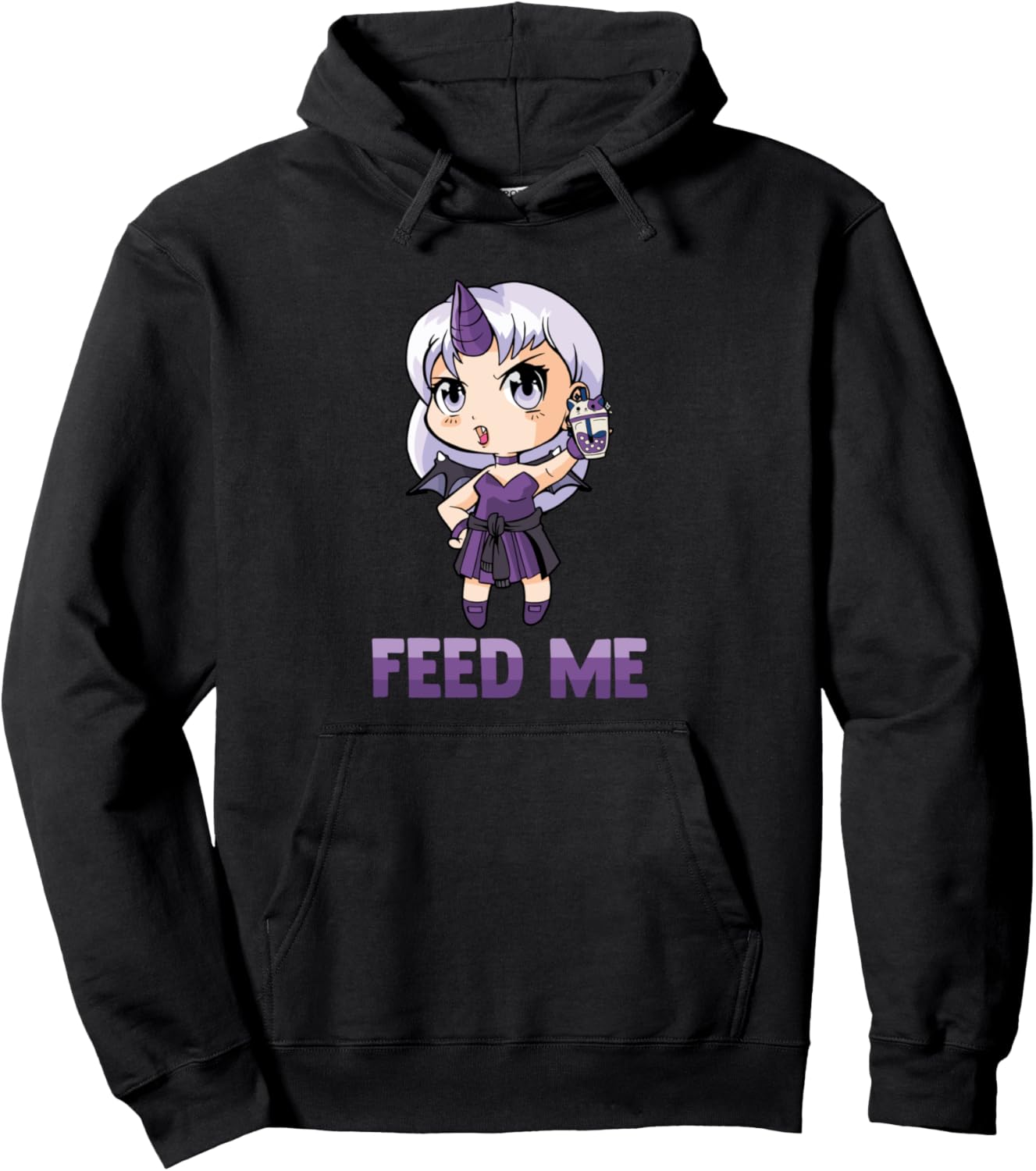Alt Aesthetics - Feed Me - Devil Girl - Milk Tea - Emo Anime Pullover Hoodie