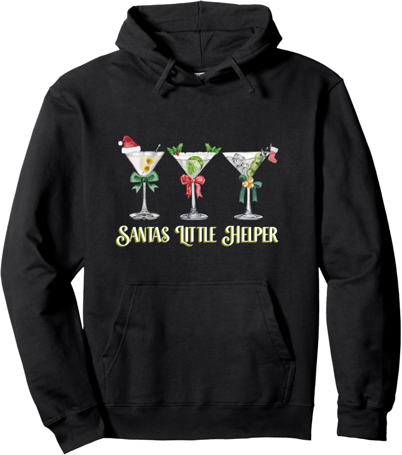 Santa's Little Helper Funny Dirty Martini Christmas Cocktail Pullover Hoodie