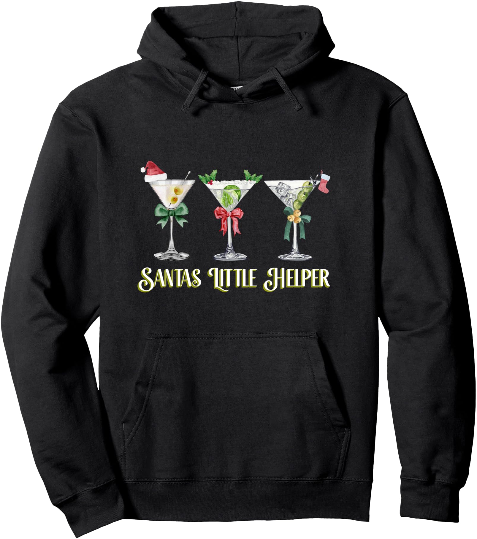 Santa's Little Helper Funny Dirty Martini Christmas Cocktail Pullover Hoodie