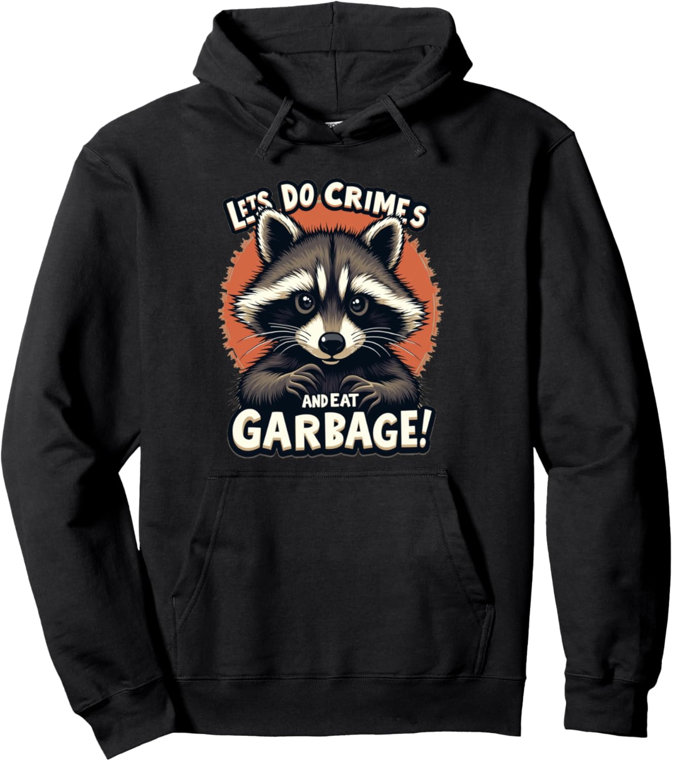 Let's Do Crimes and Eat Garbage! Funny Raccoon Design Pullover Hoodie