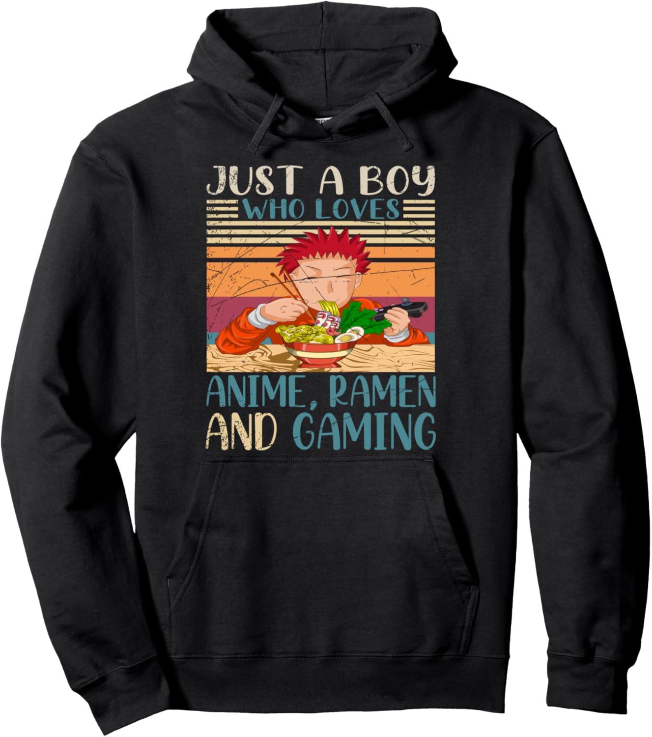 Otaku Ramen Noodles Gamer Boys Gift Retro Gaming Anime Pullover Hoodie