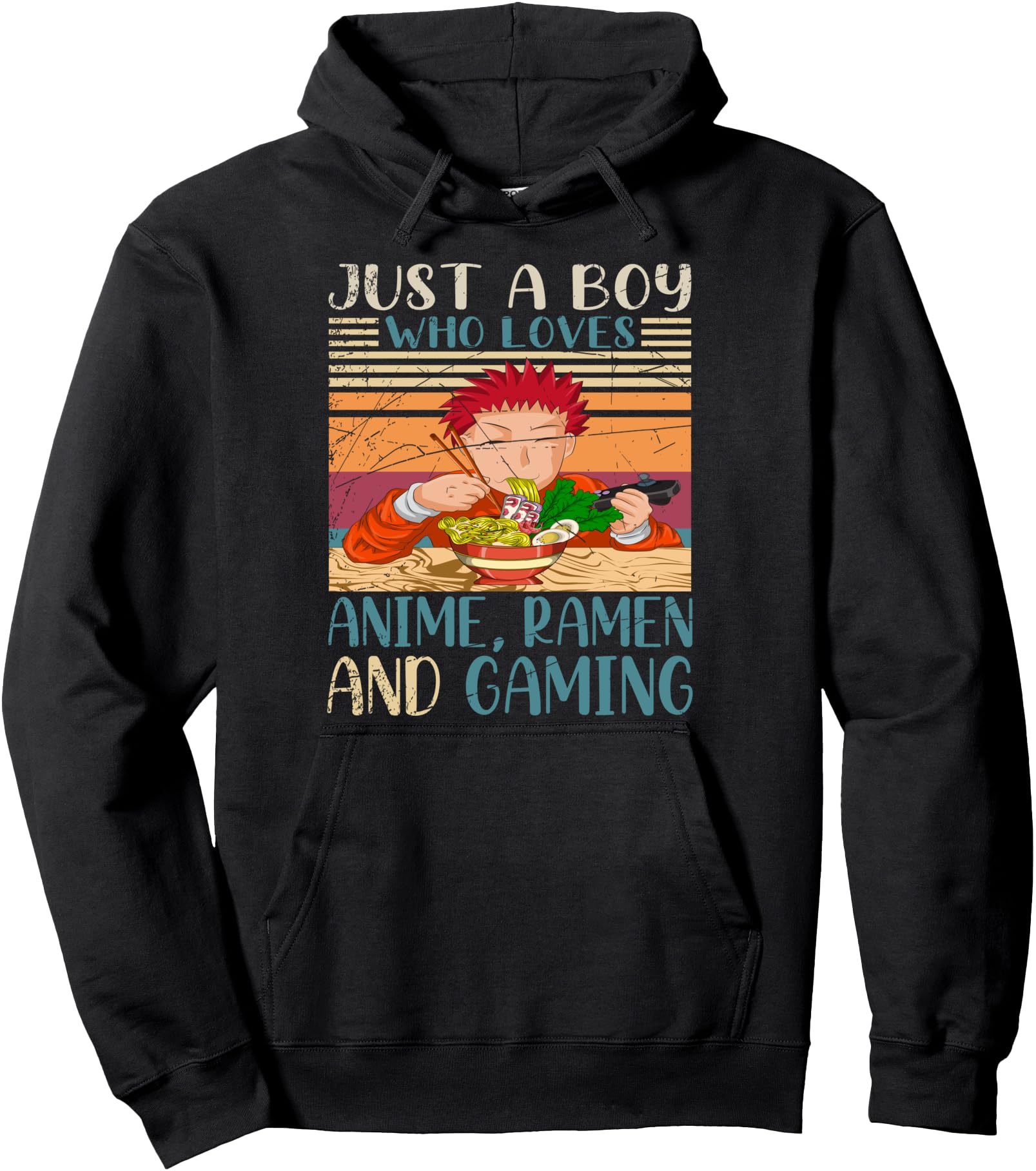 Otaku Ramen Noodles Gamer Boys Gift Retro Gaming Anime Pullover Hoodie