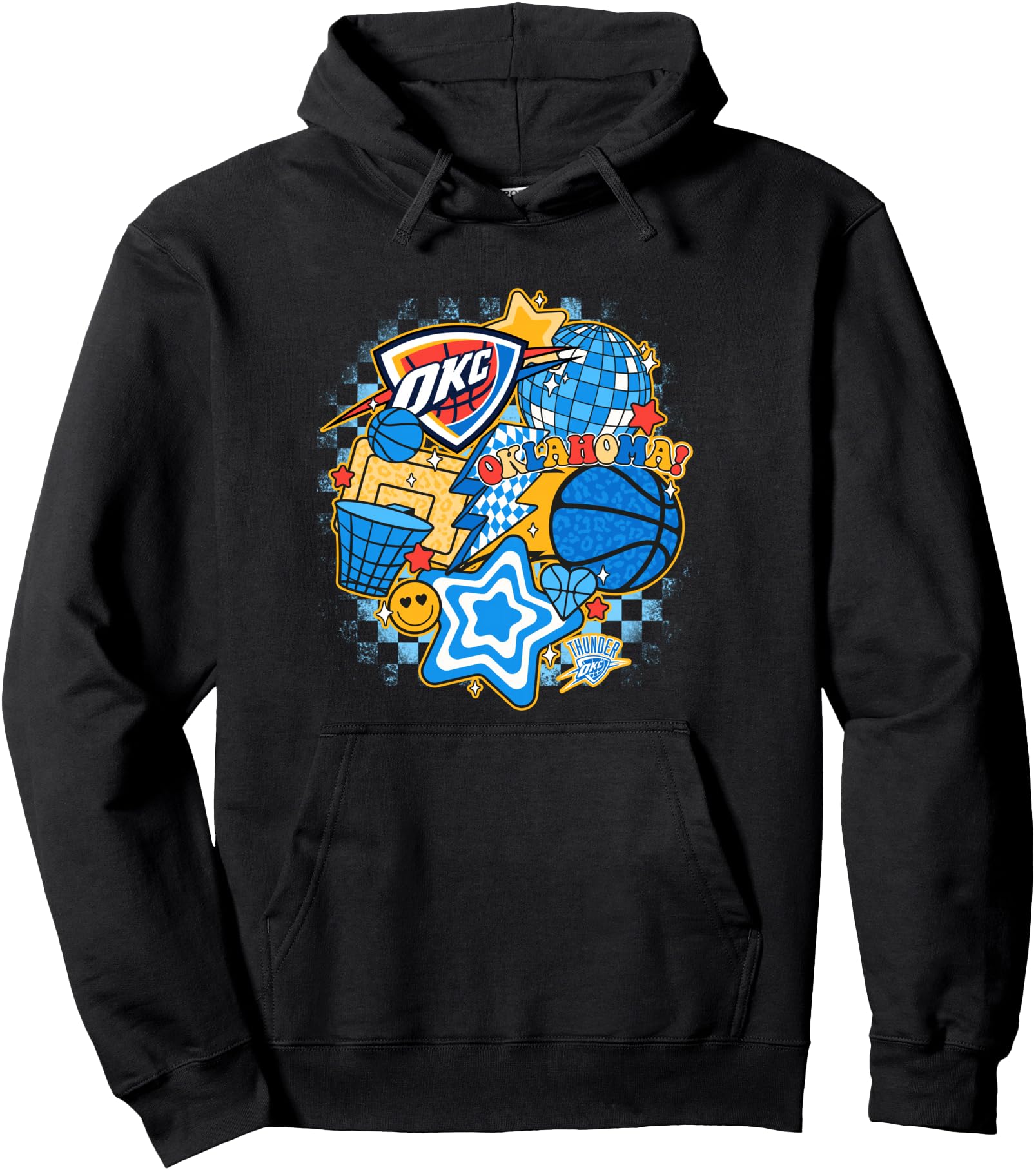 NBA Oklahoma City Thunder Psychedelic Basketball Collage Pullover Hoodie