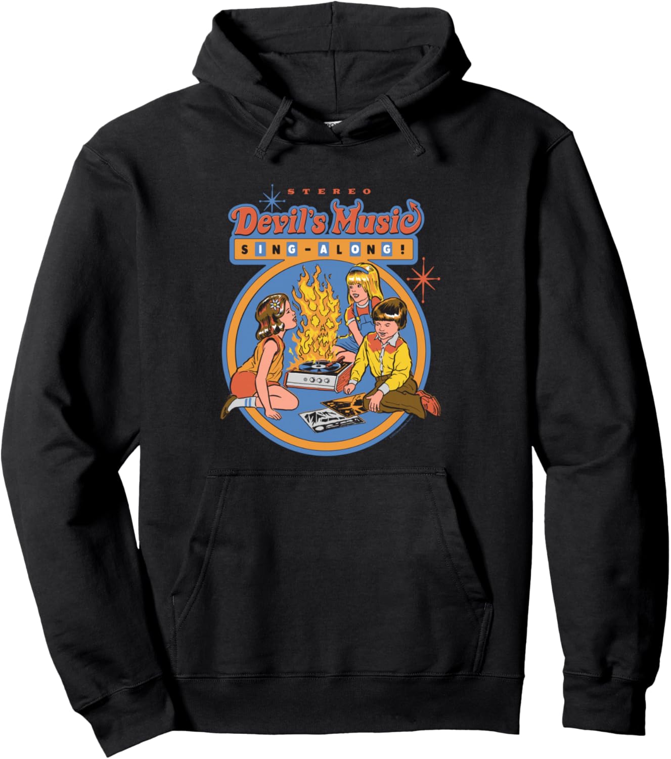 Steven Rhodes Devil's Music Rock & Roll Retro Dark Humor Pullover Hoodie