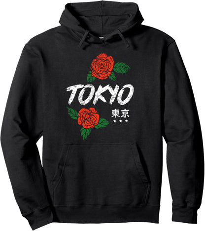 Tokyo Japan Roses Anime Pullover Hoodie