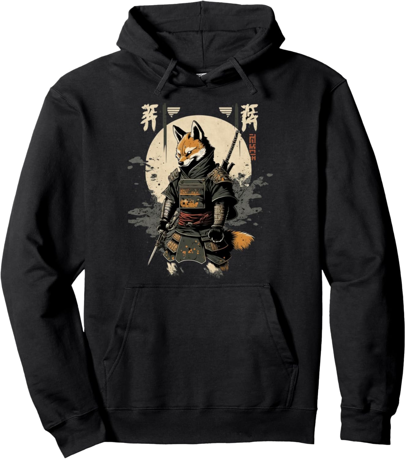 retro Shiba Inu samurai Japanese Aesthetic art ninja anime Pullover Hoodie