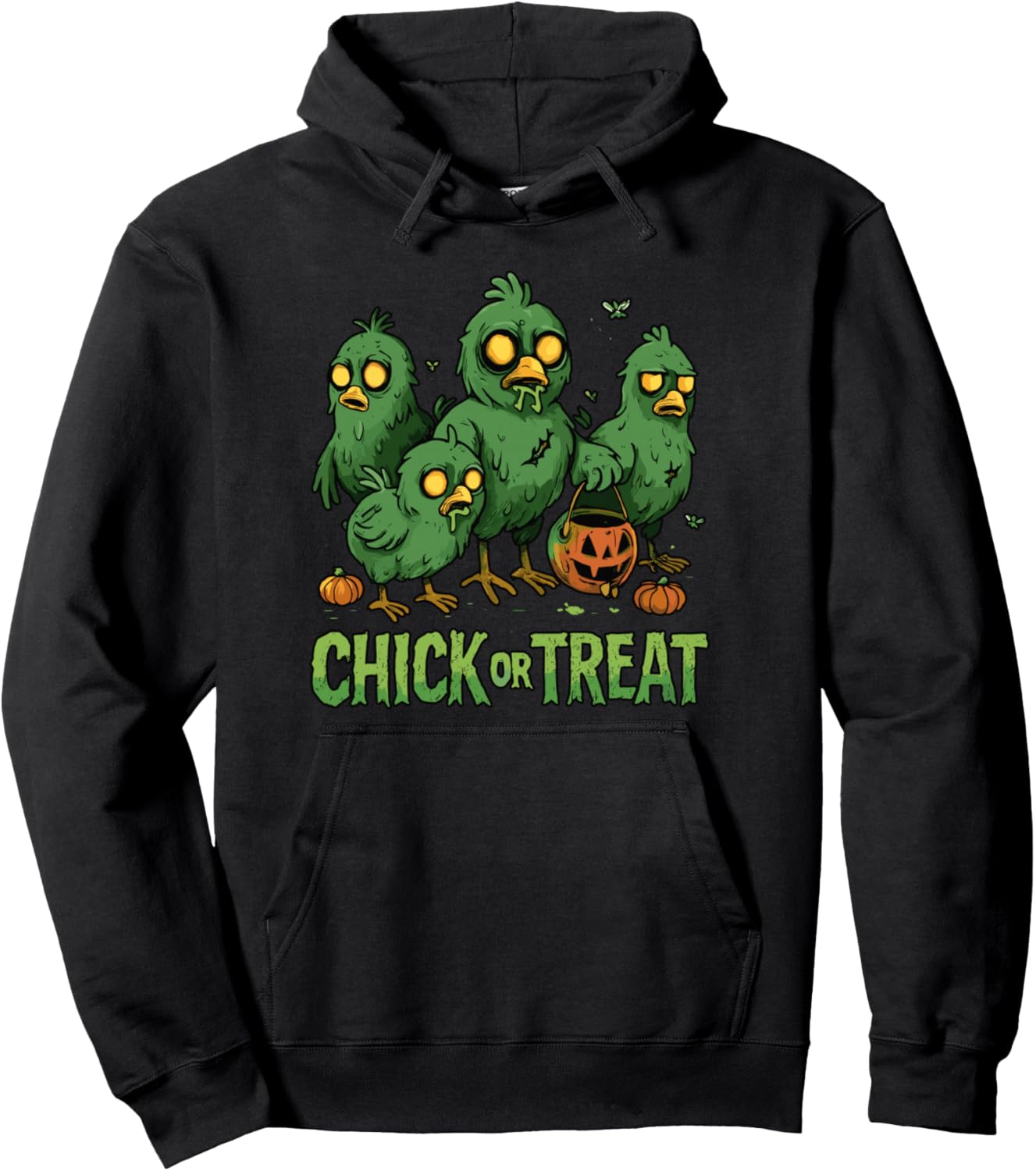 Chick or Treat Zombie Chicken Halloween Pullover Hoodie