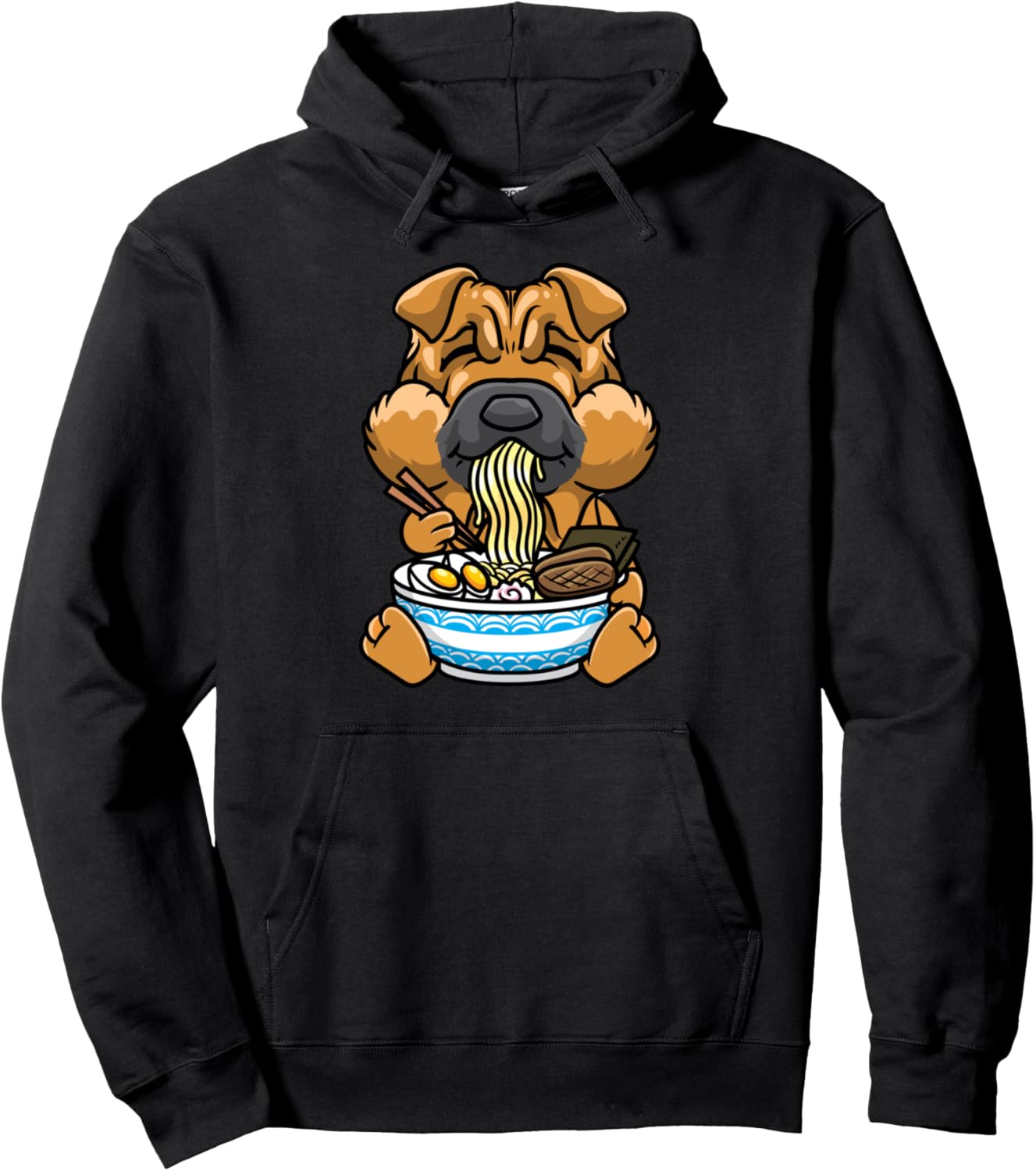 Shar Pei Dog Ramen Bowl Japanese Noodle Kids Kawaii Anime Pullover Hoodie