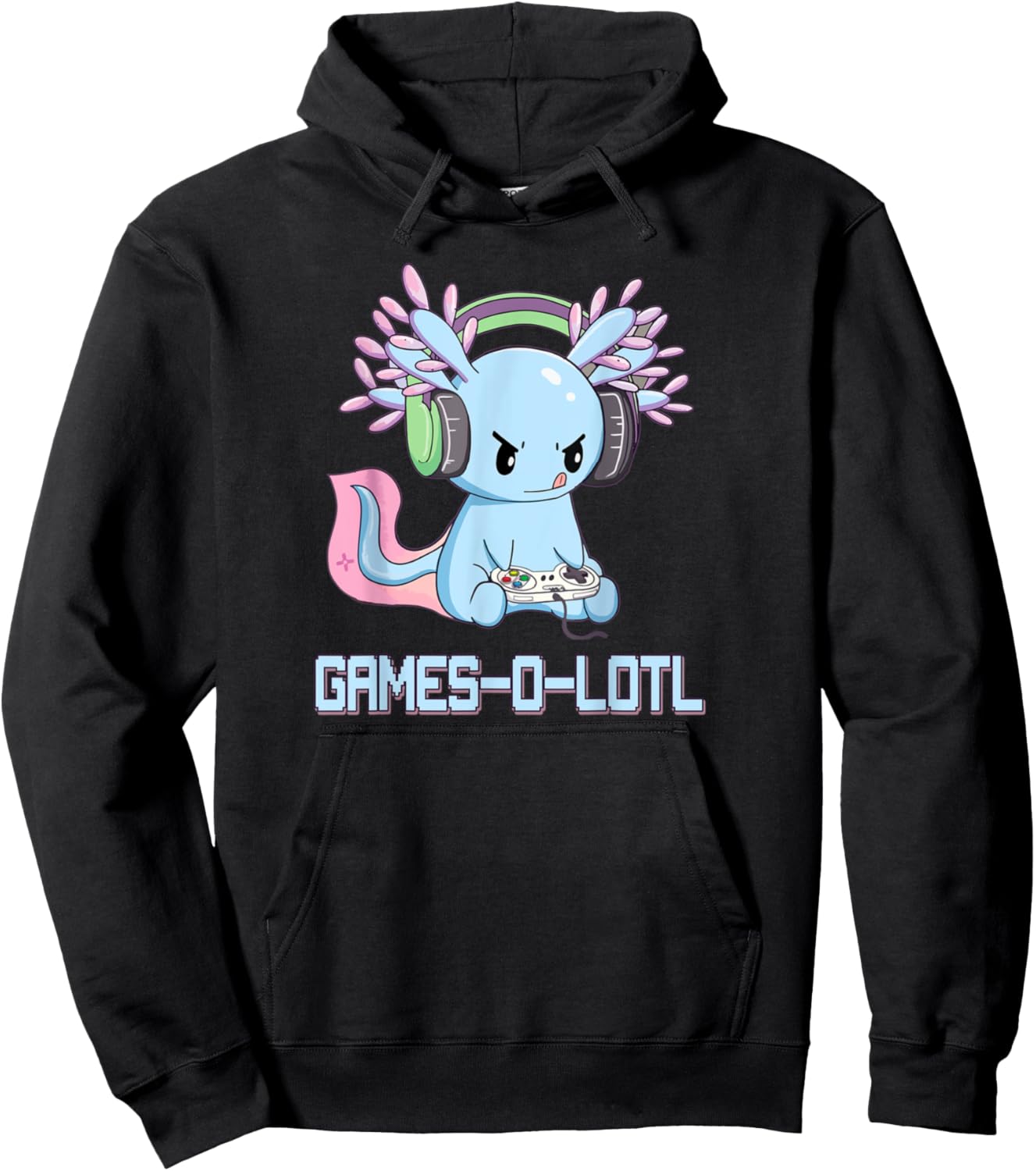 Gamesolotl Axolotl Video Gamer Kawaii Pastel Goth Anime Pullover Hoodie