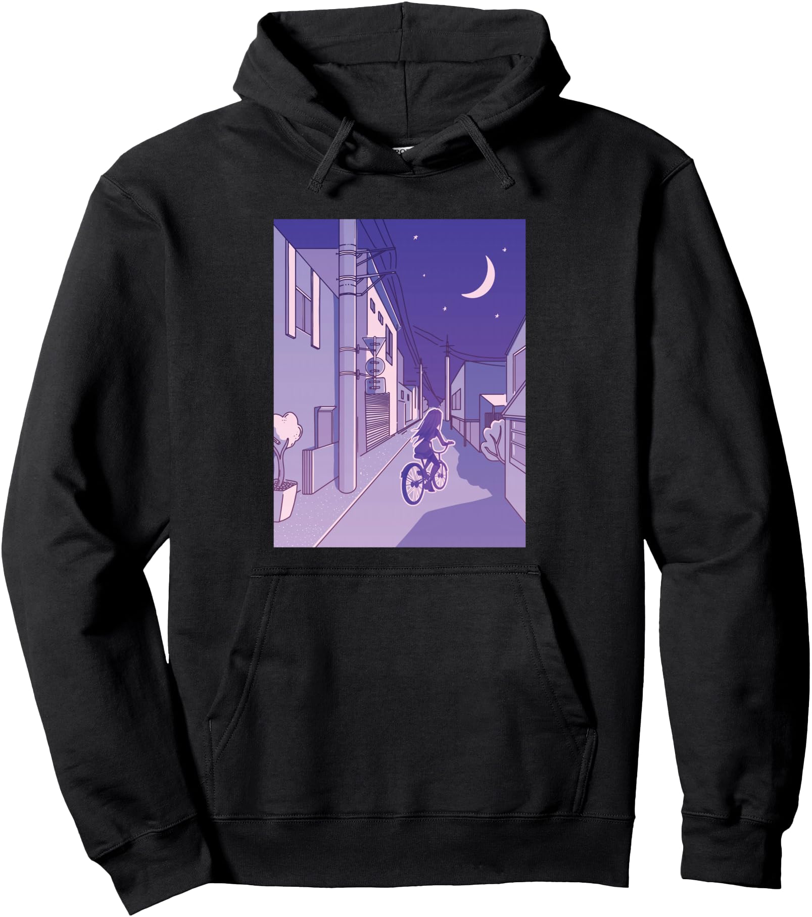 Manga - Bike Girl - Anime Vaporwave - Japanese Streets Pullover Hoodie