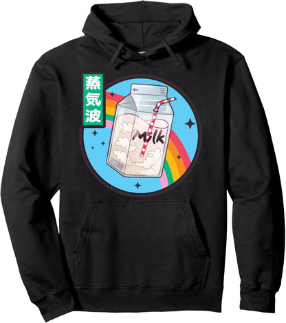 Milk Carton Rainbow Japan Style Otaku 80s Vaporwave Anime Pullover Hoodie