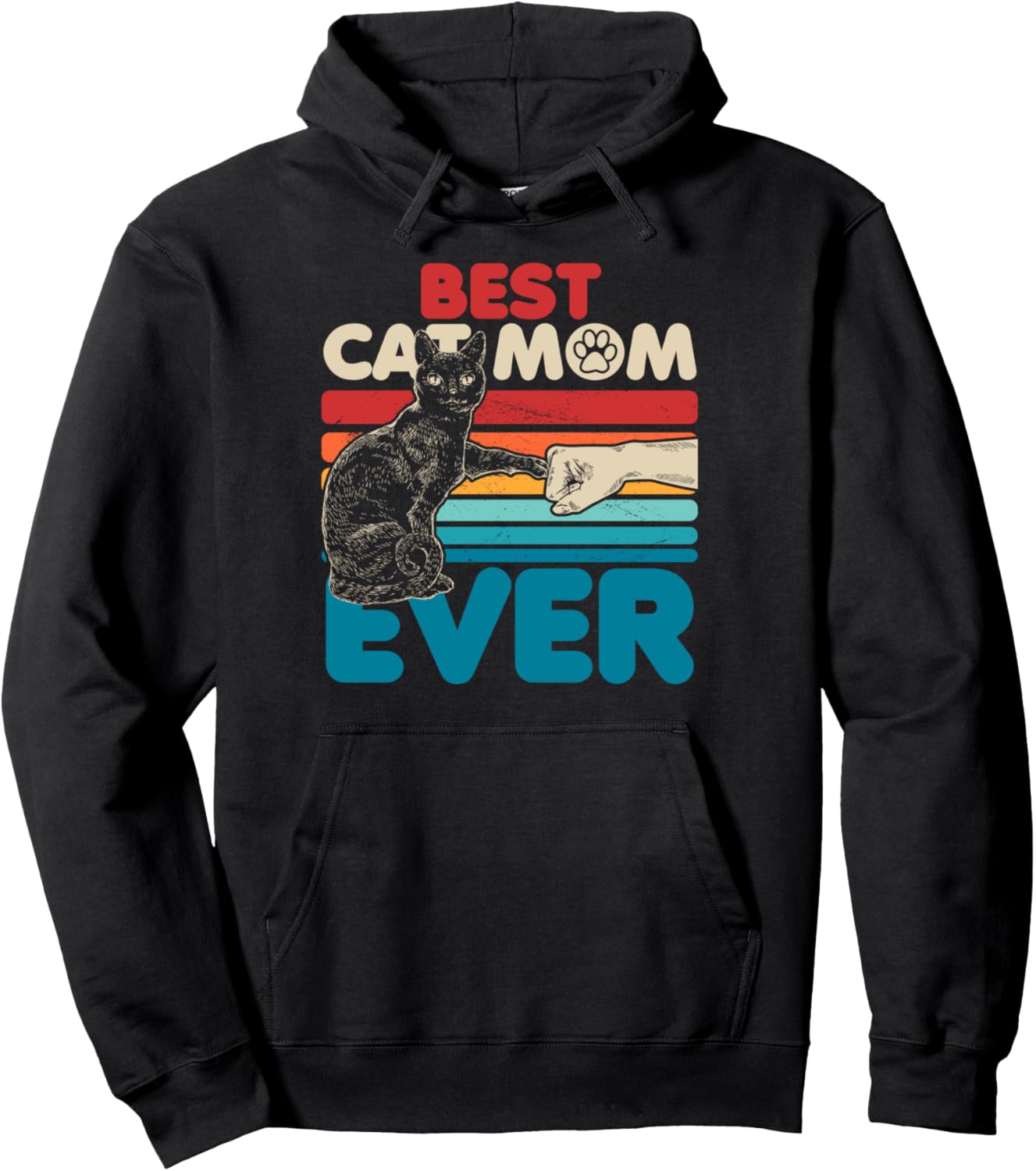 Cat Mom and Cat Fist Bump Cat Mother's Day Cat Lover Owner Pullover Hoodie