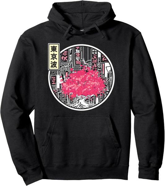 Cherry Blossom Sakura Tree Japanese City Japan Anime Pullover Hoodie