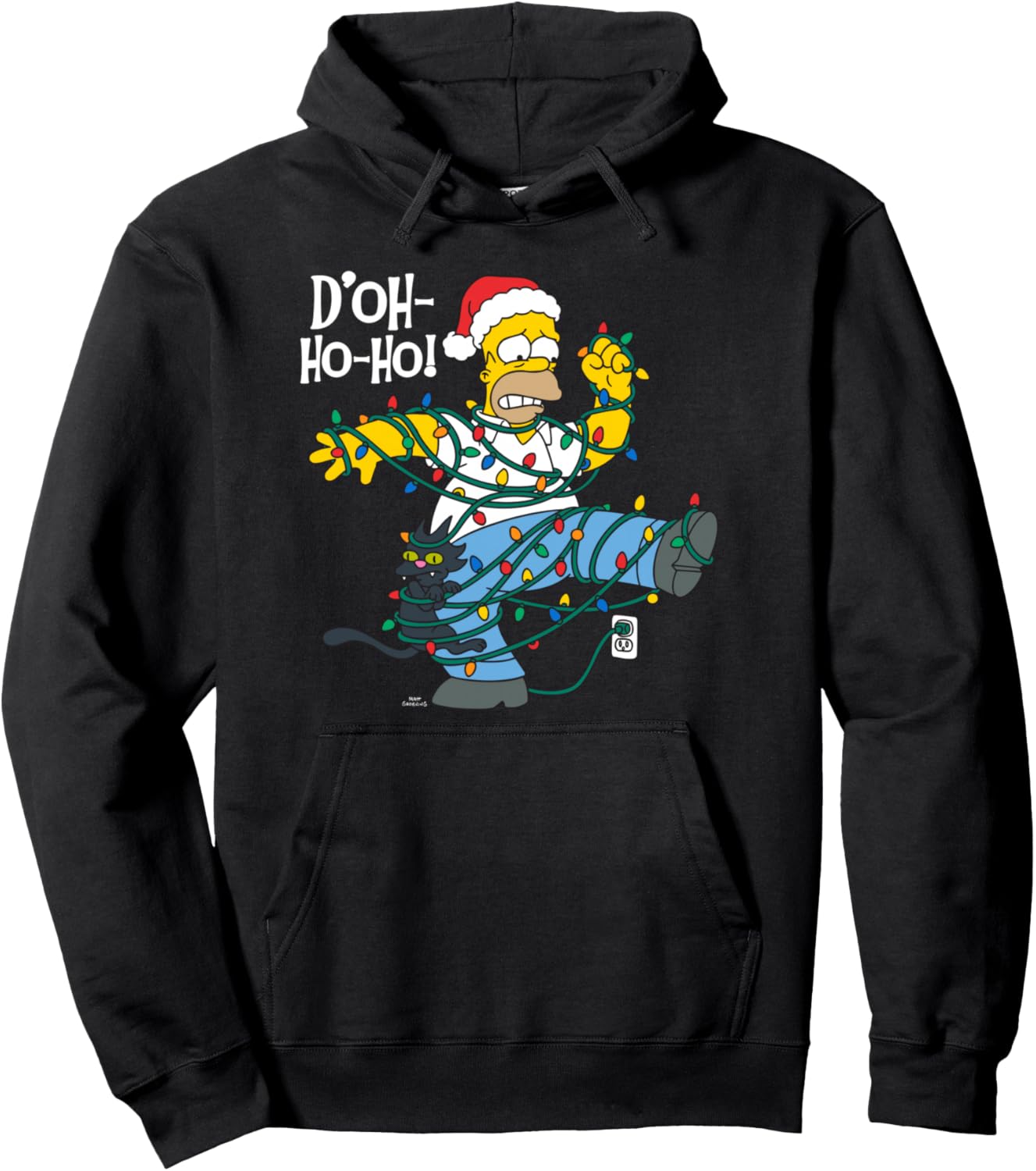 The Simpsons Christmas Homer & Snowball Stuck In Xmas Lights Pullover Hoodie