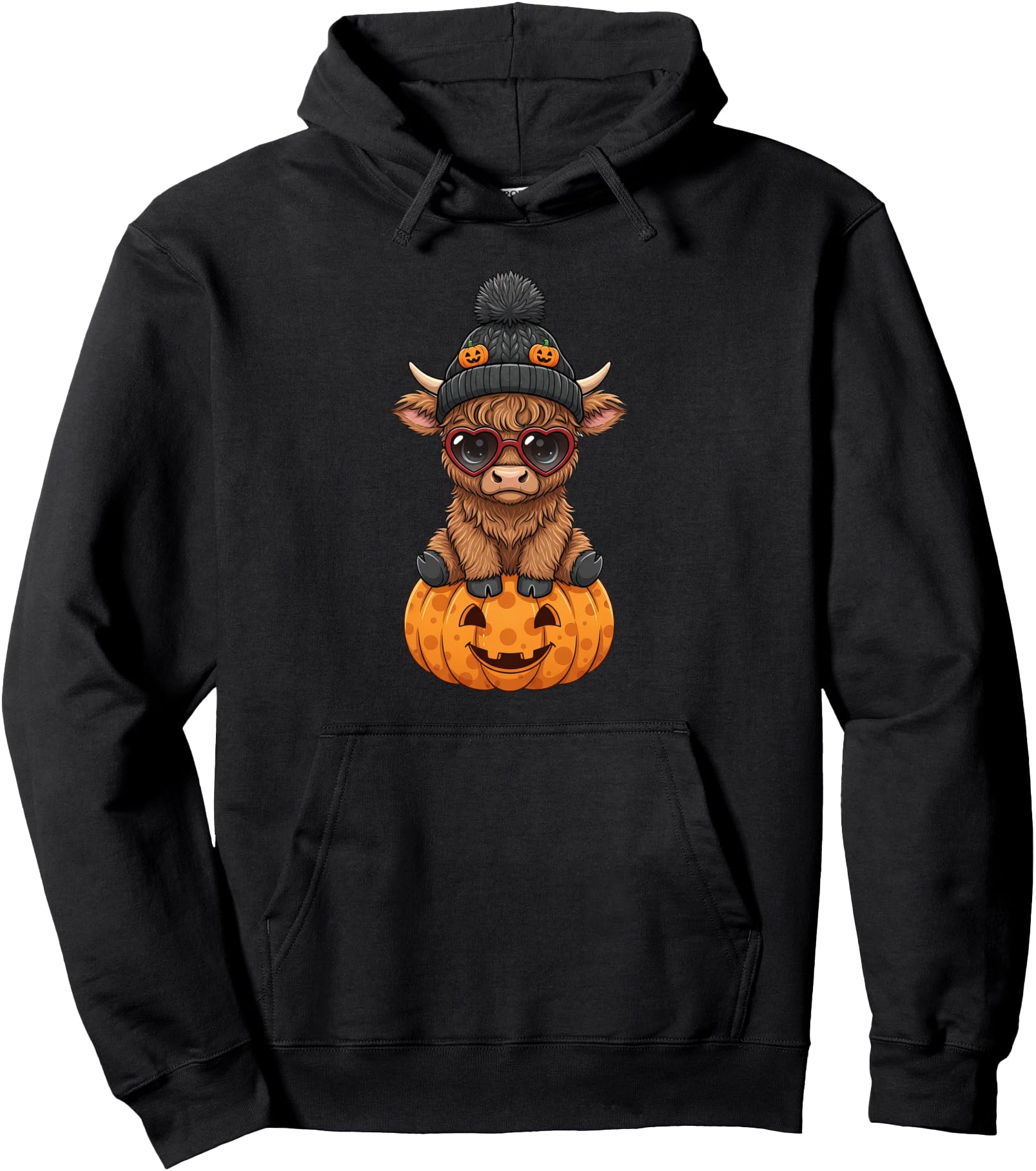 Halloween Costume Highland Cow Pumpkin Autumn Men Women Pullover Hoodie