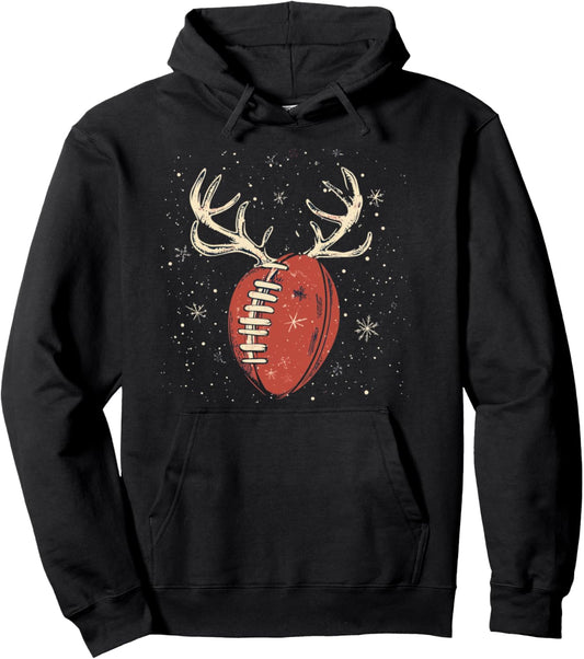 American Football Ball Reindeer Xmas Pullover Hoodie
