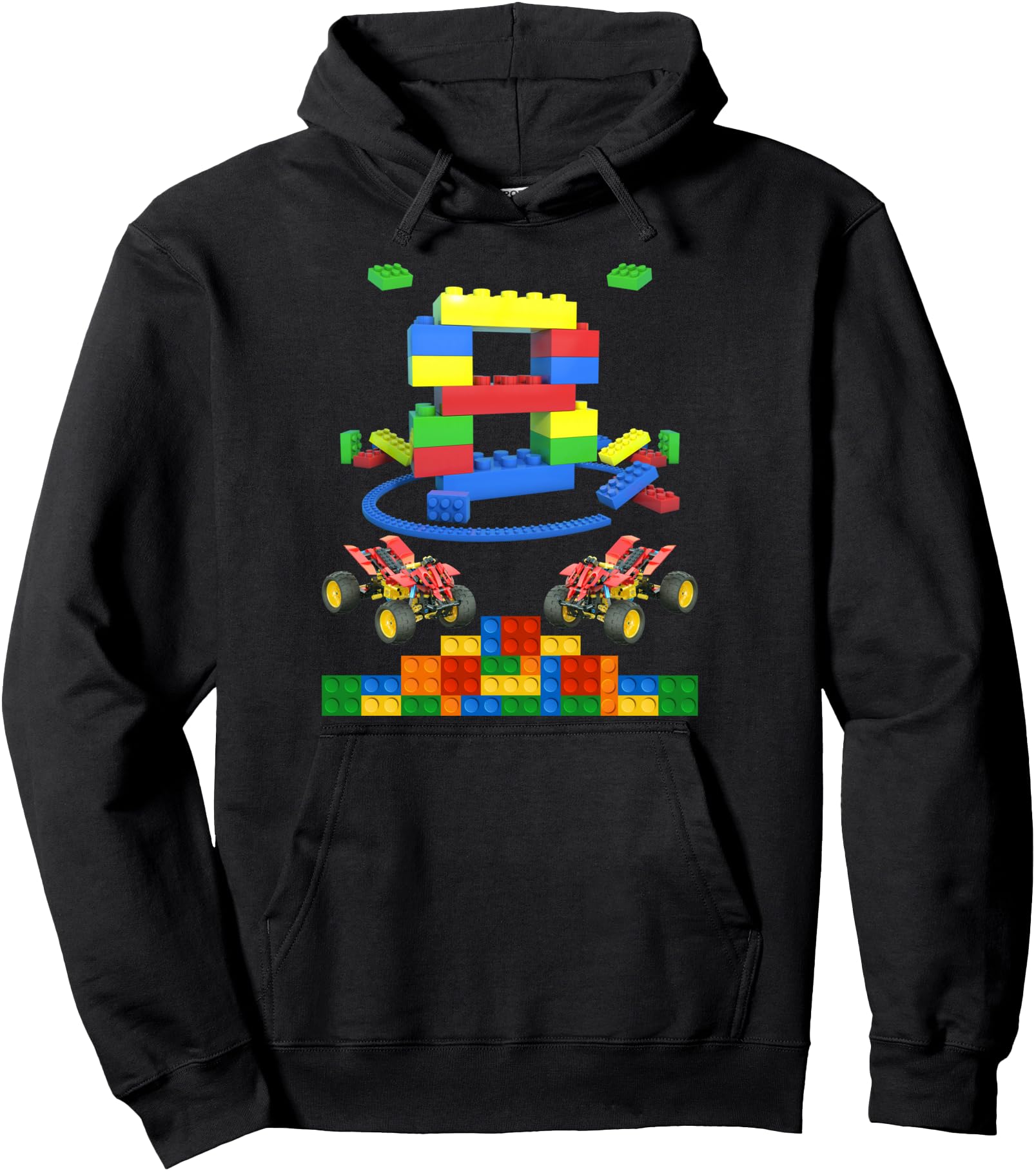 8 Year Old Builder Boy Girl Gifts Building Blocks Birthday Pullover Hoodie