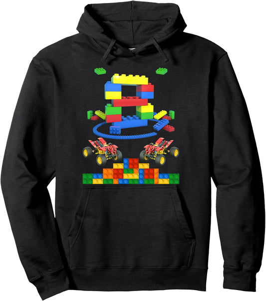8 Year Old Builder Boy Girl Gifts Building Blocks Birthday Pullover Hoodie