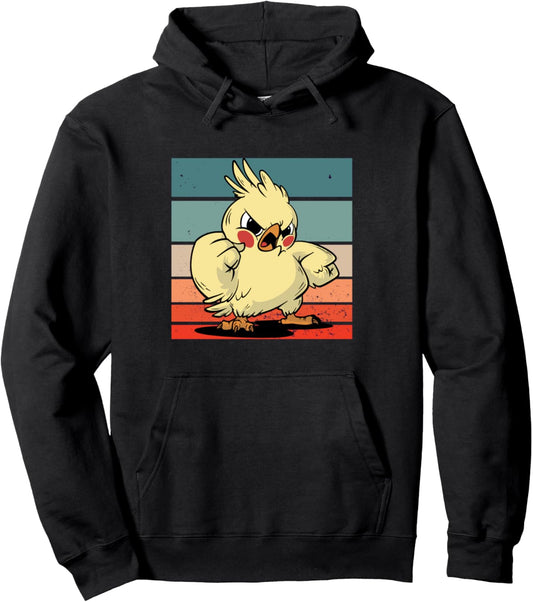 Angry cockatiel fierce bird spirite confident cartoon animal Pullover Hoodie