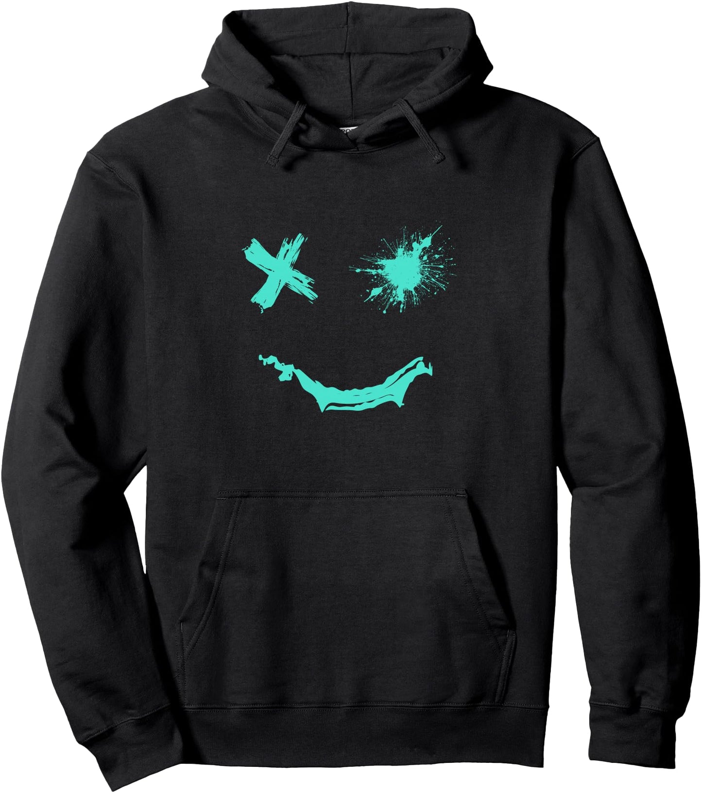 Light Teal Aqua Smile Grunge Face Light Teal Aqua Color Pullover Hoodie