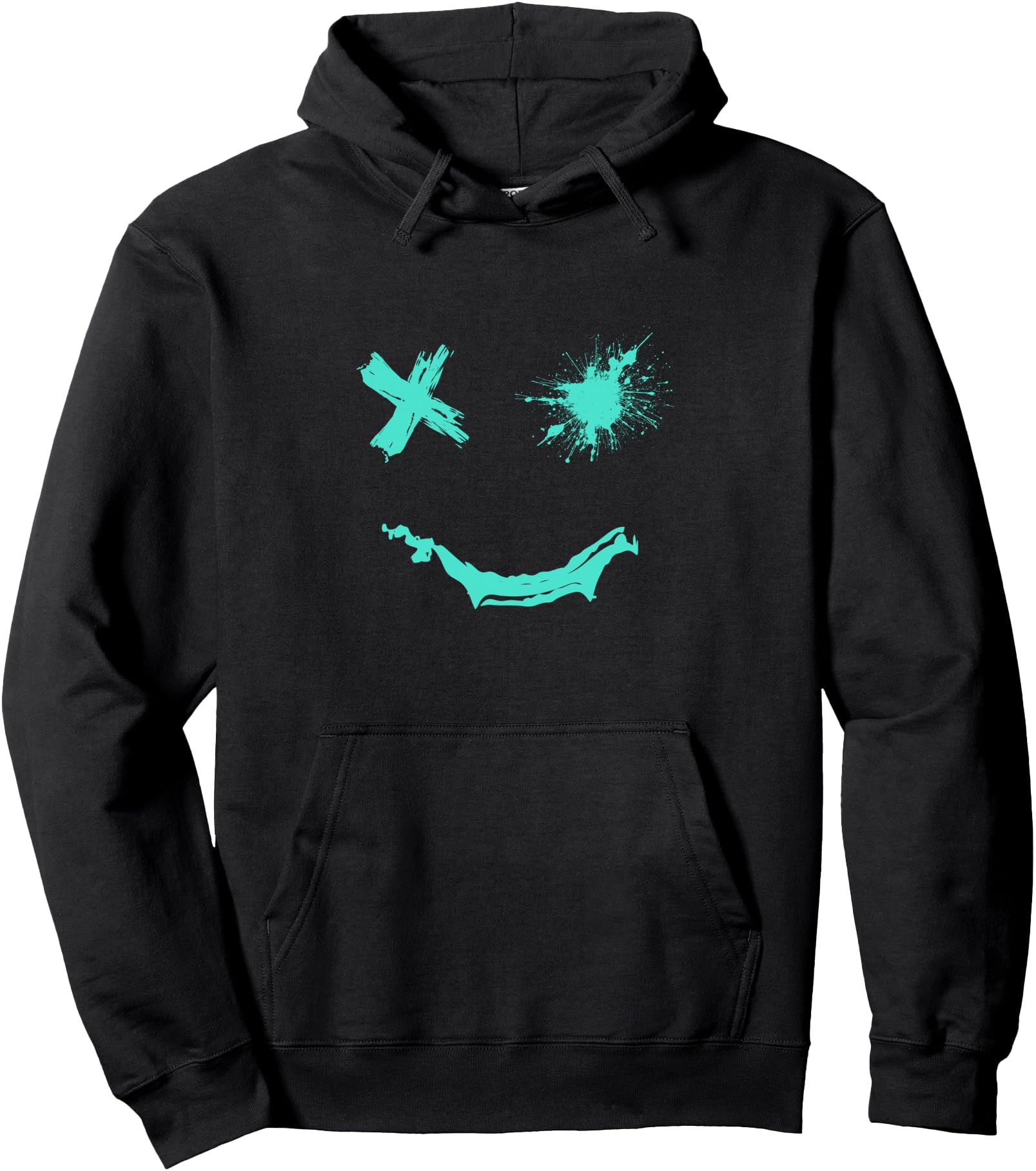 Light Teal Aqua Smile Grunge Face Light Teal Aqua Color Pullover Hoodie