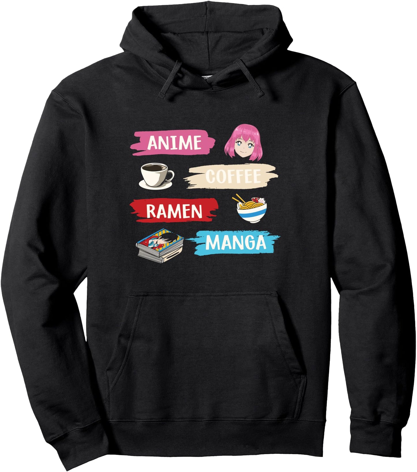 Anime Coffee Ramen Manga Lovers Kawaii Japanese Anime Girl Pullover Hoodie