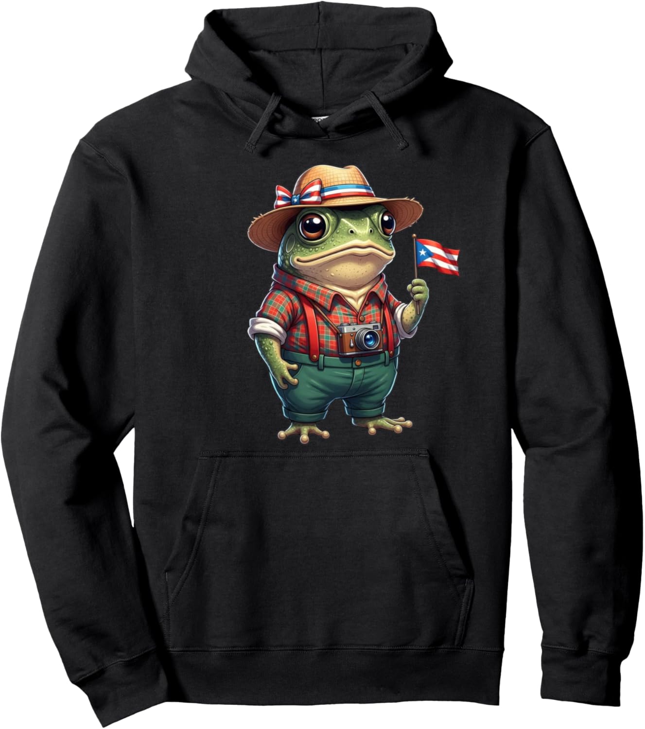 Funny Coqui Frog Puerto Rico Flag Taino Boricua Hispanic Pullover Hoodie