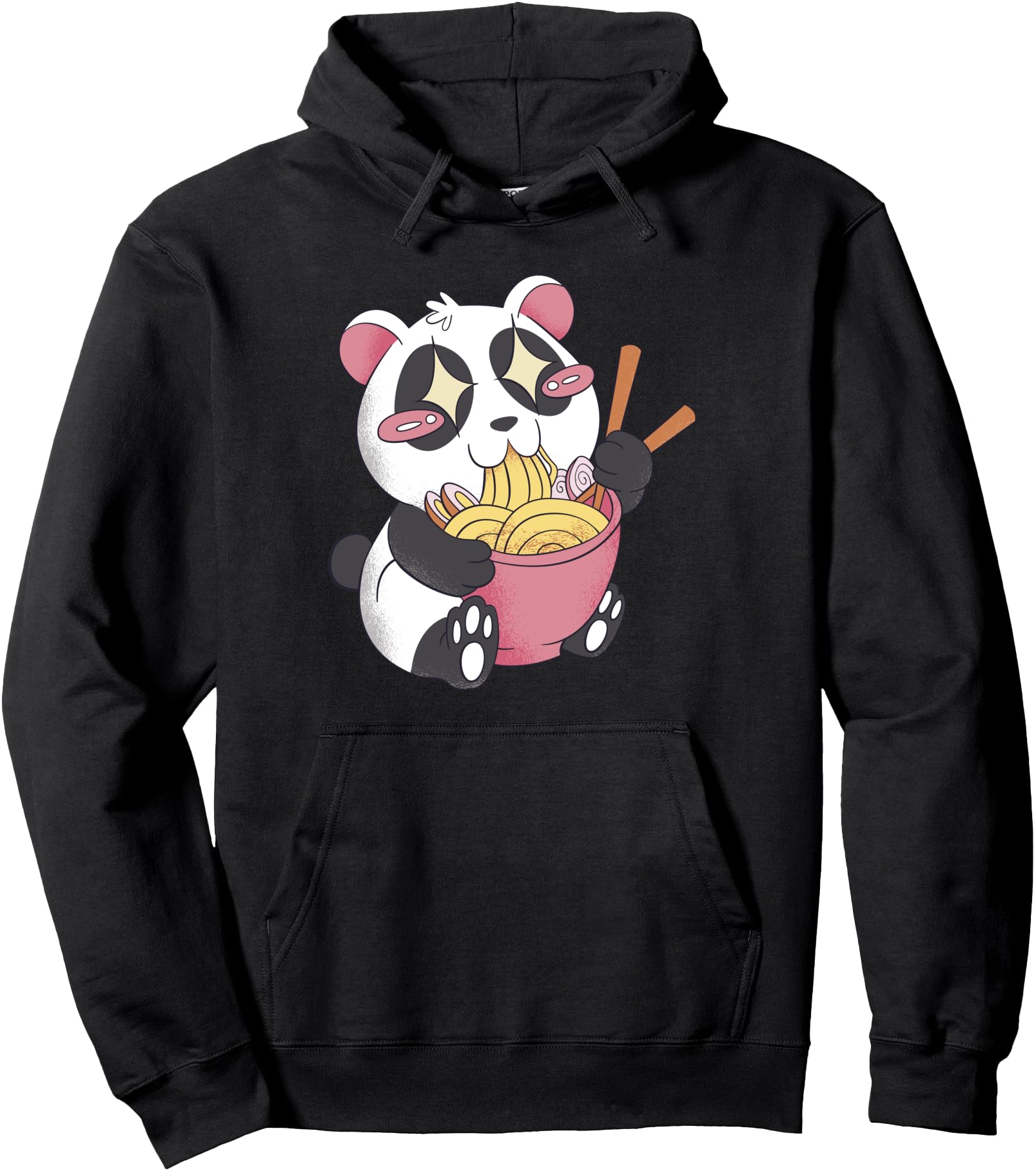 Kawaii Panda Bear Eating Ramen Noodles Cute Japanese Graphic Pullover Hoodie