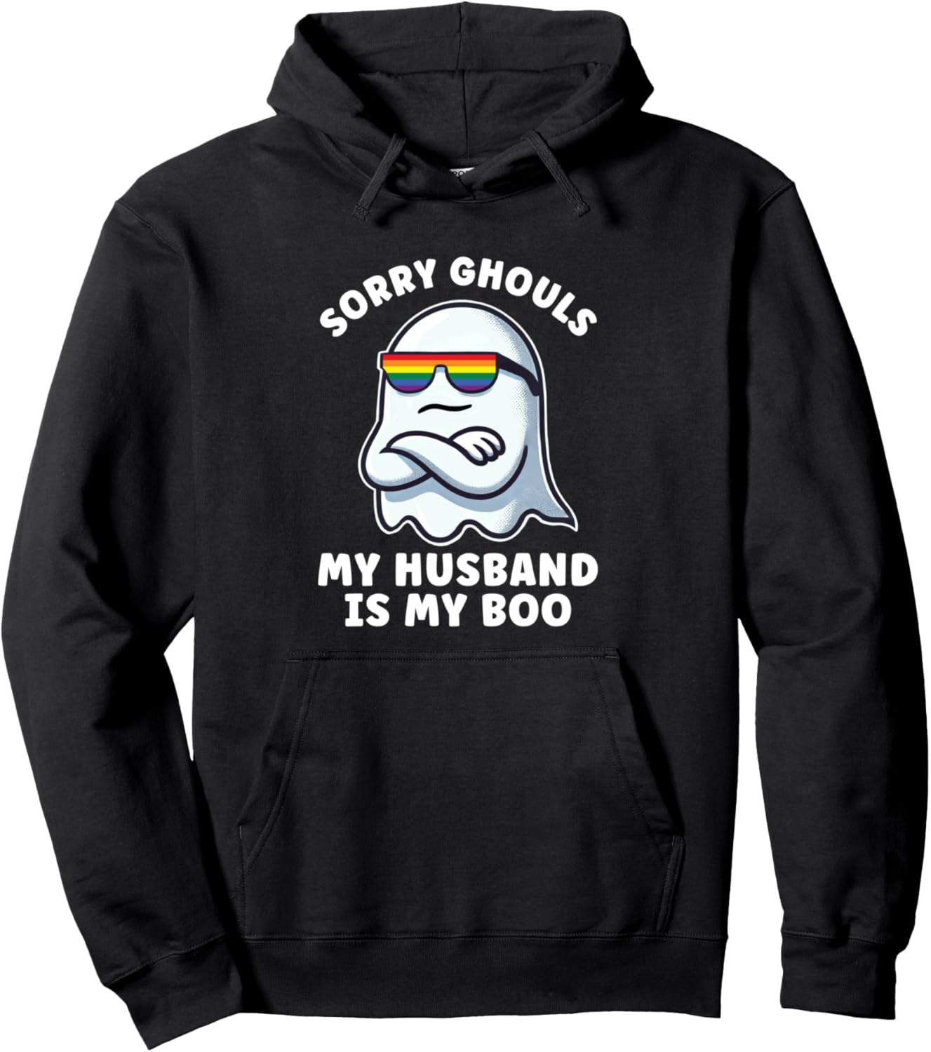 LGBT Gay Pride Halloween Ghost Men My Husband is My Boo Pullover Hoodie